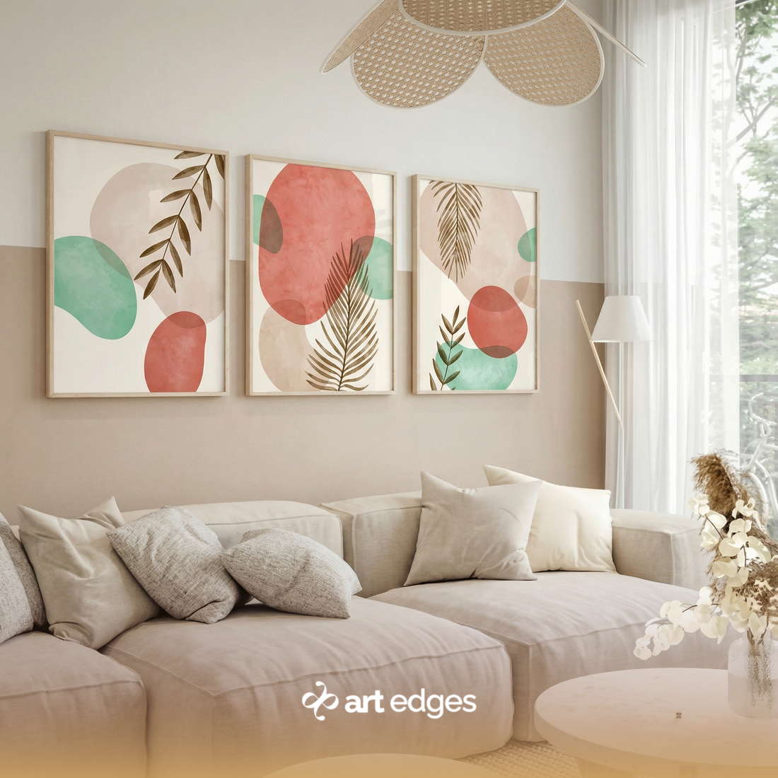 Tropical Leaves & Abstract Shapes — Premium Framed Wall Art by Art Edges