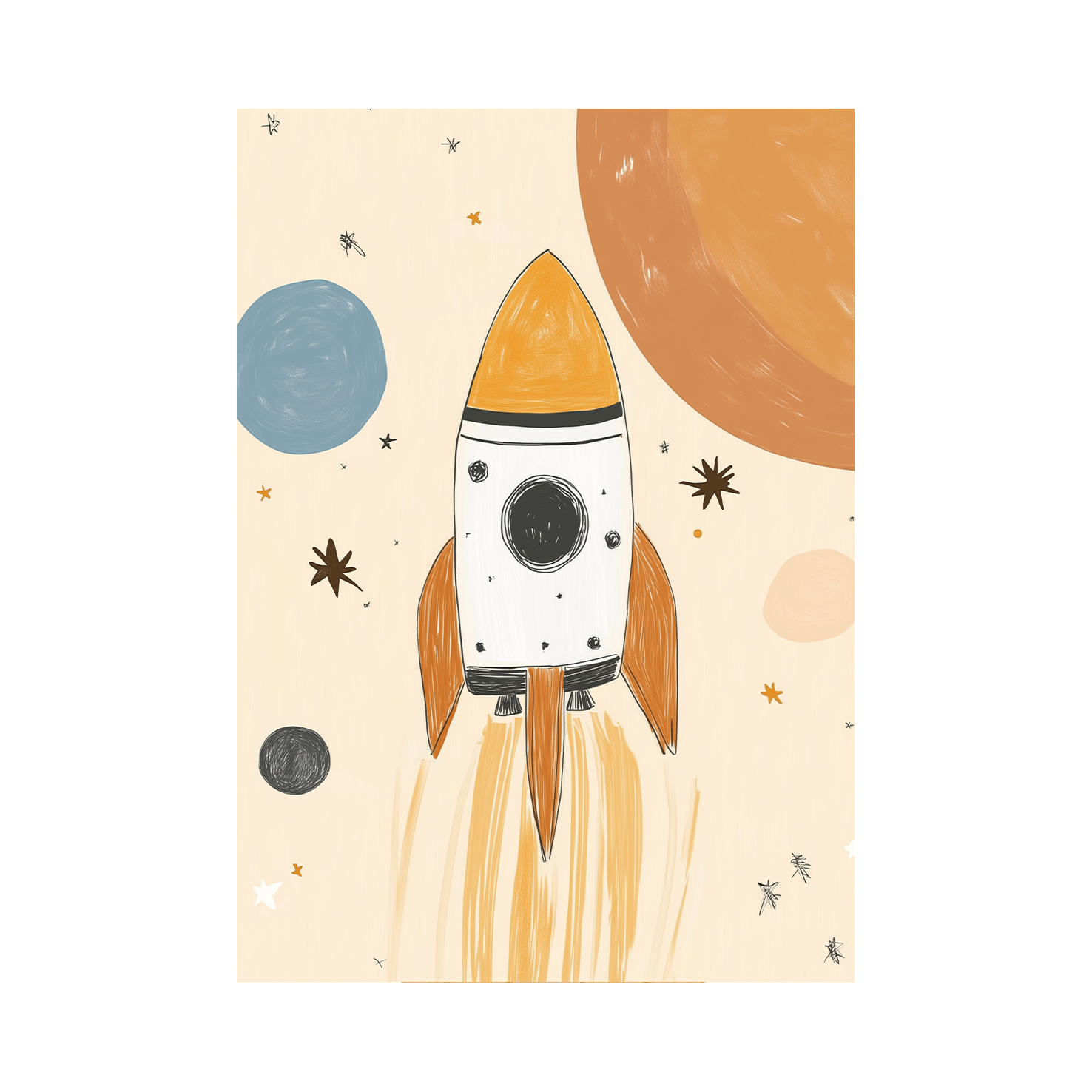 Little Astronaut Rocket — Premium Framed Wall Art by Art Edges
