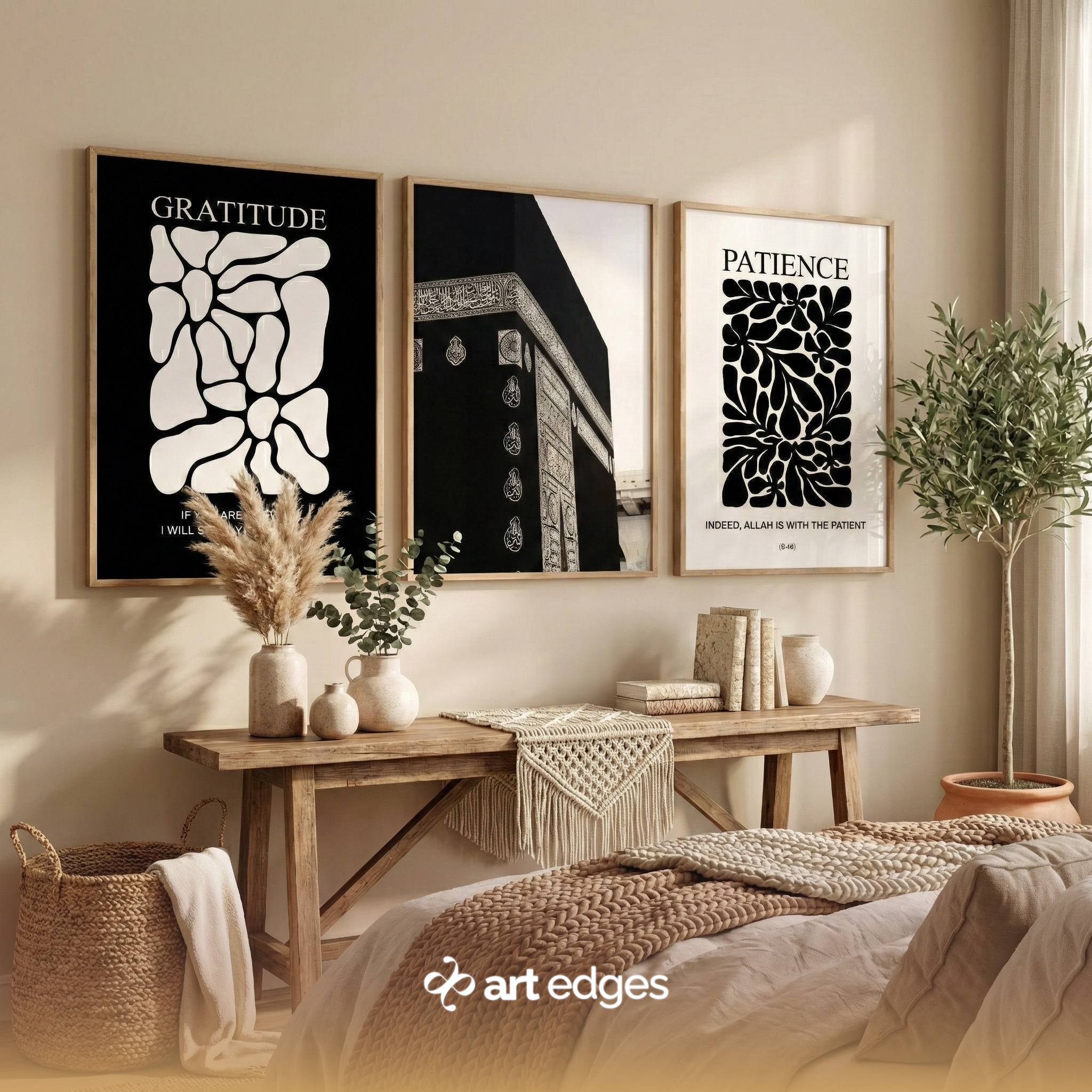 Gratitude, Patience & Kaaba — Premium Framed Wall Art by Art Edges