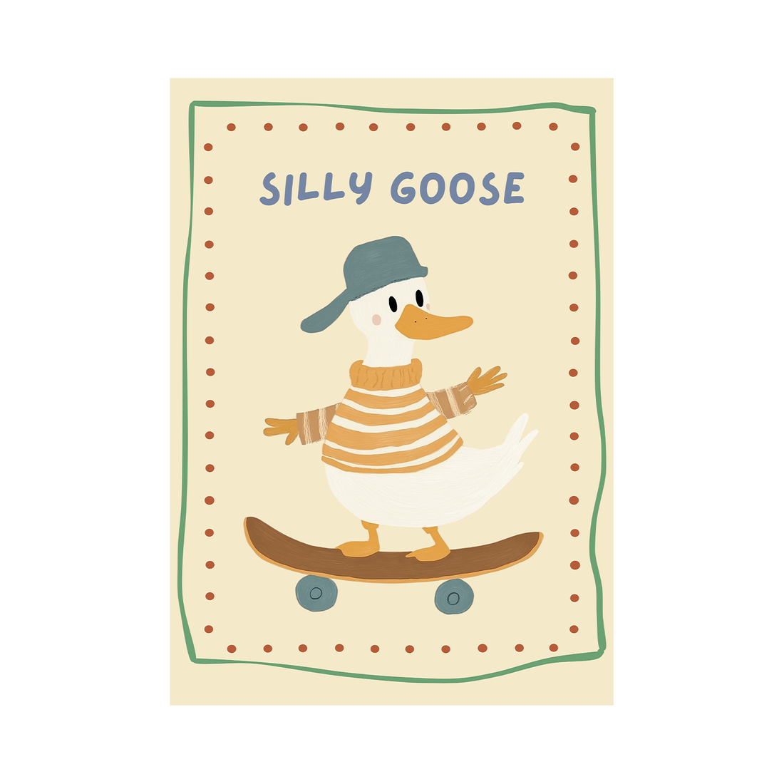 Silly Goose Skateboarder — Premium Framed Wall Art by Art Edges