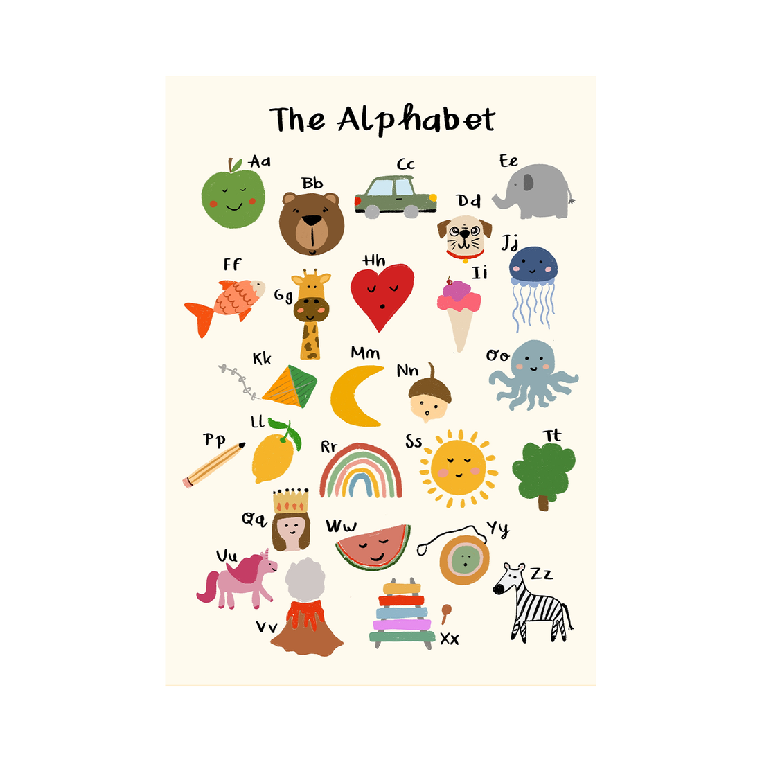 Illustrated Animal Alphabet — Premium Framed Wall Art by Art Edges