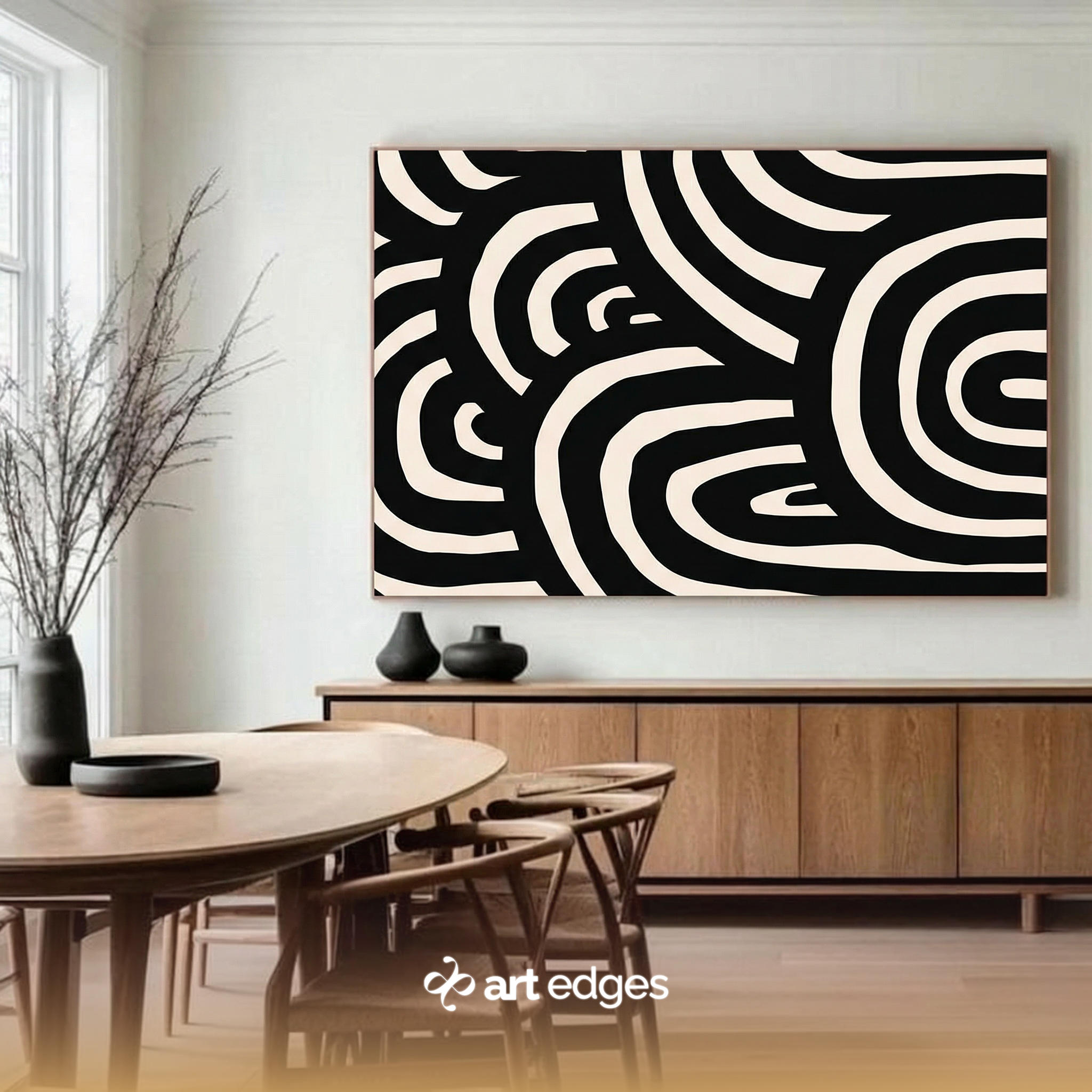 Modern Minimalist Abstract Curves — Premium Framed Wall Art by Art Edges