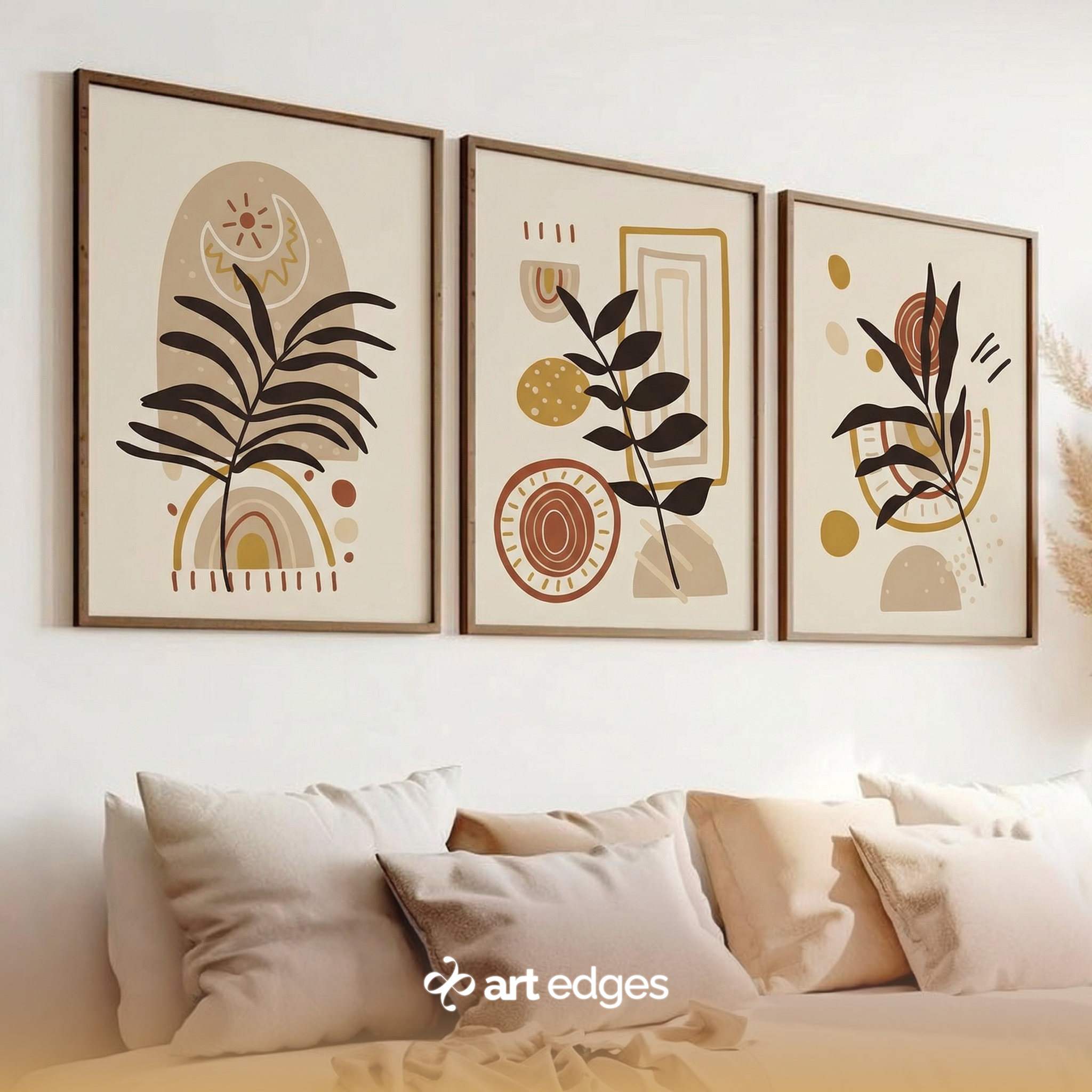 Celestial Sun & Botanical Earthy — Premium Framed Wall Art by Art Edges
