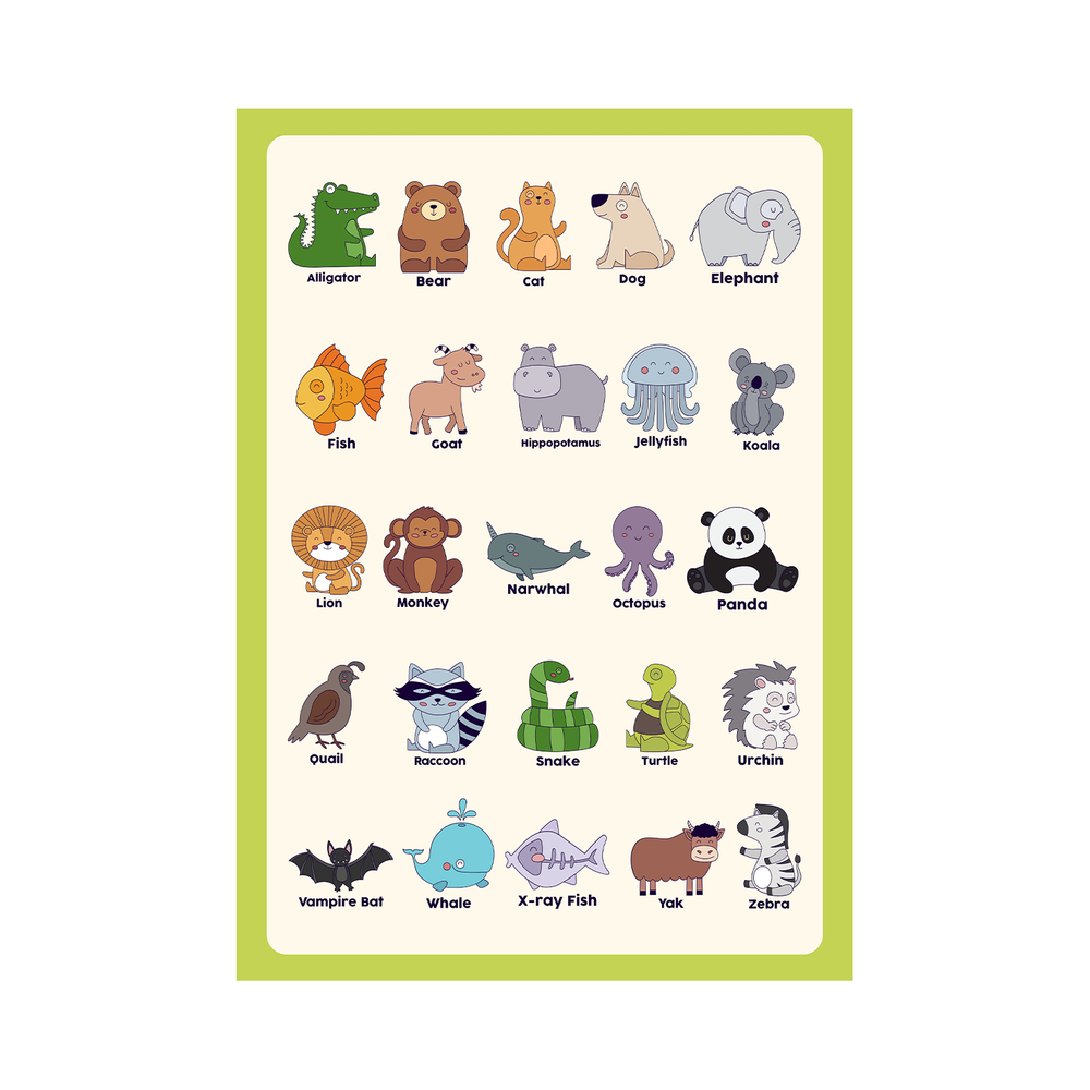 Colorful Animals A-Z Chart