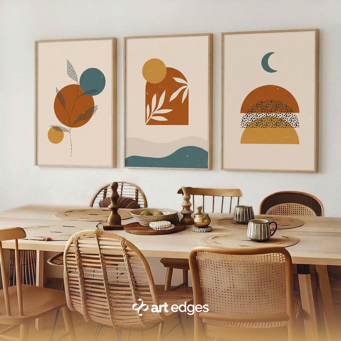 Celestial Moon, Sun & Earthy Mountain Landscapes — Premium Framed Wall Art by Art Edges
