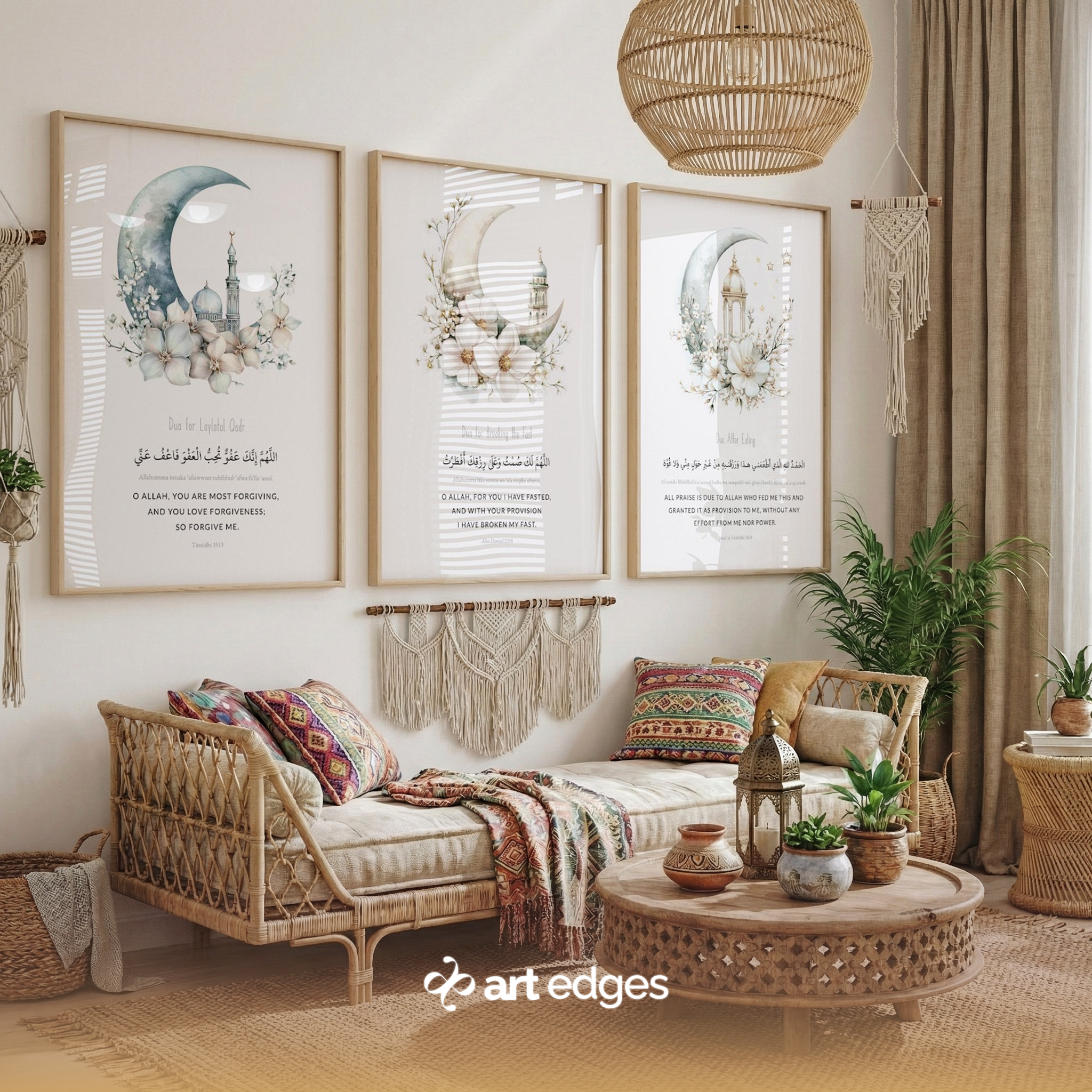 Ramadan Duas & Floral Moons — Premium Framed Wall Art by Art Edges