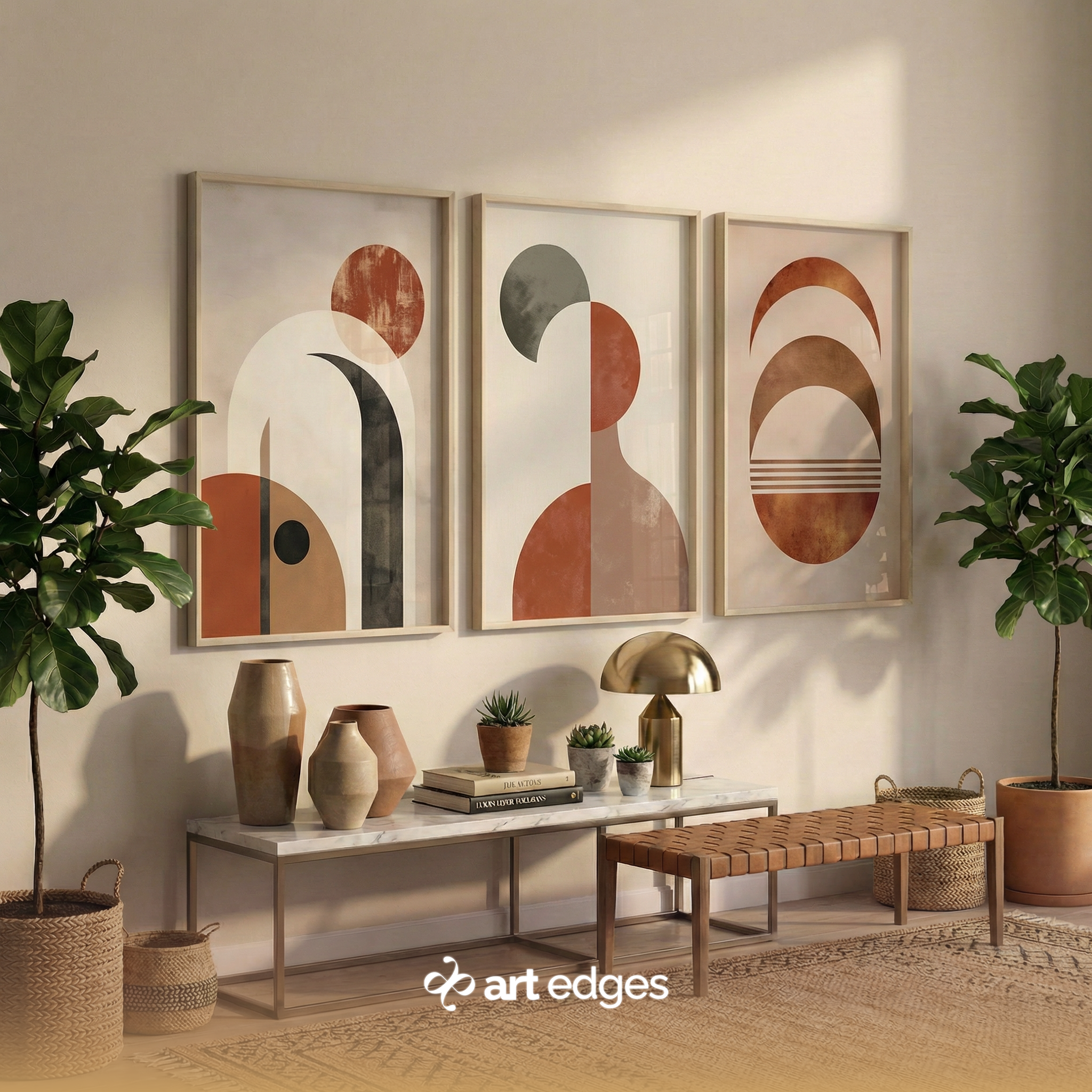 Geometric Earth Tones — Premium Framed Wall Art by Art Edges