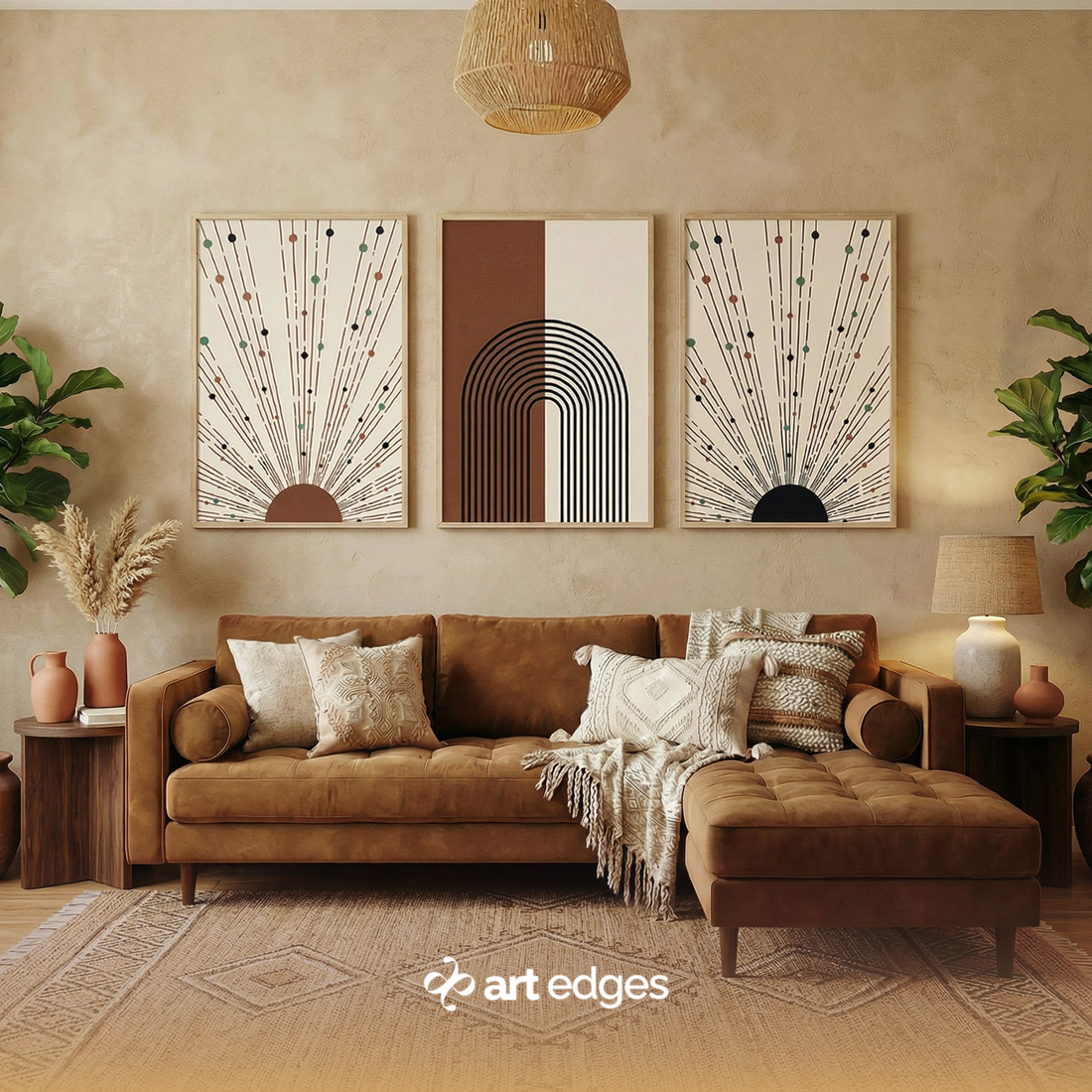Geometric Arch & Radiating Sunbursts — Premium Framed Wall Art by Art Edges