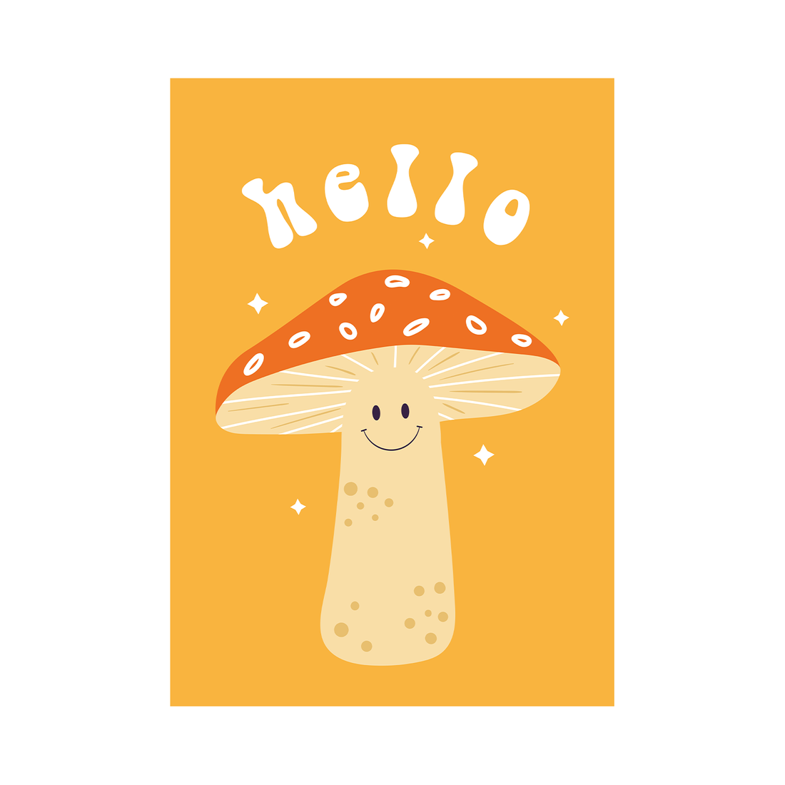 Cute Smiley Mushroom — Premium Framed Wall Art by Art Edges