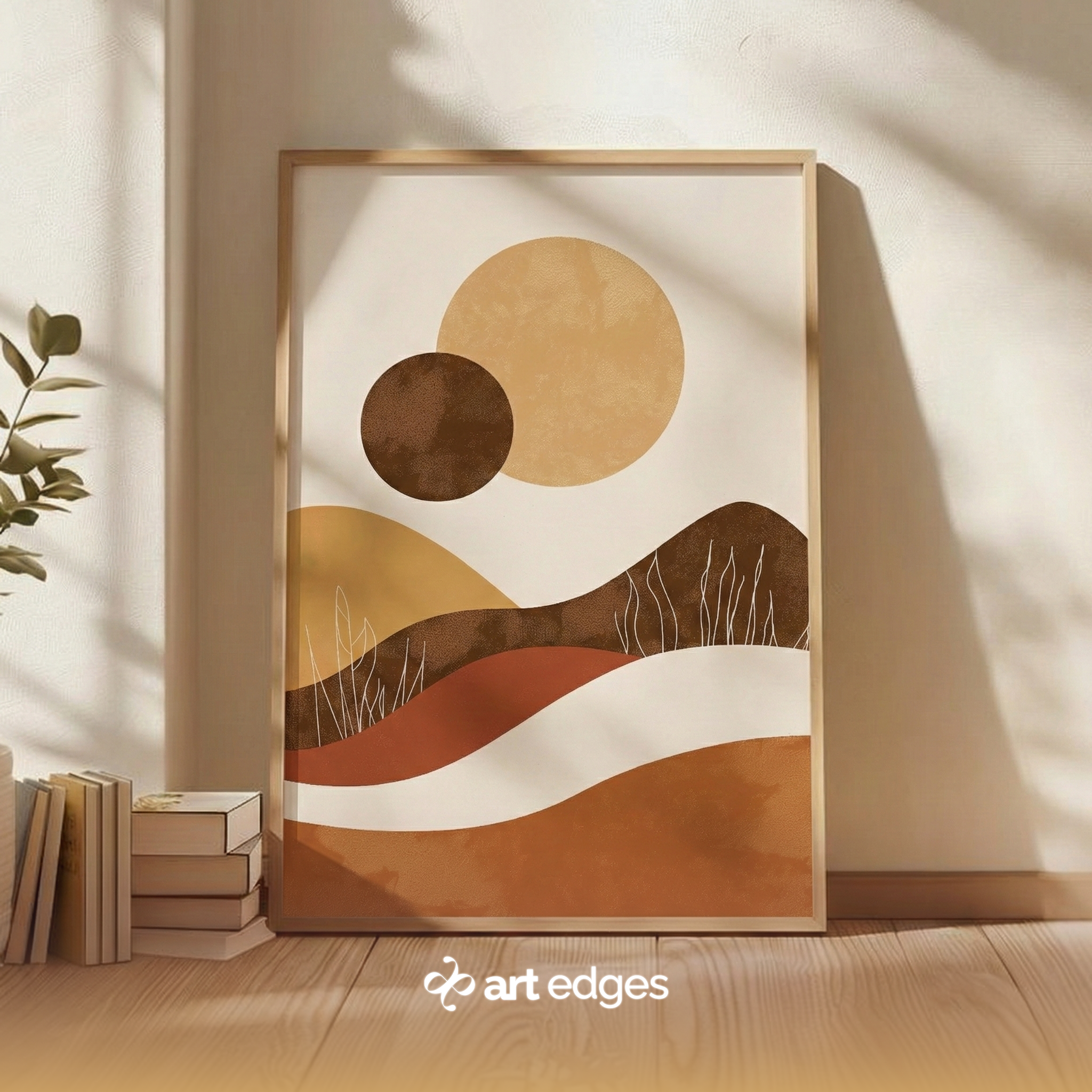 Warm Ochre & Terracotta Abstract Print — Premium Framed Wall Art by Art Edges