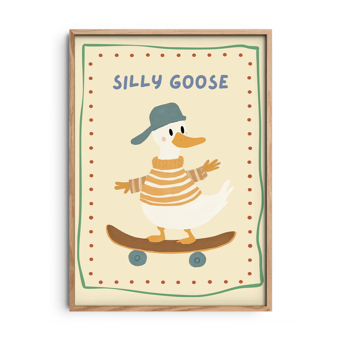 Silly Goose Skateboarder — Premium Framed Wall Art by Art Edges