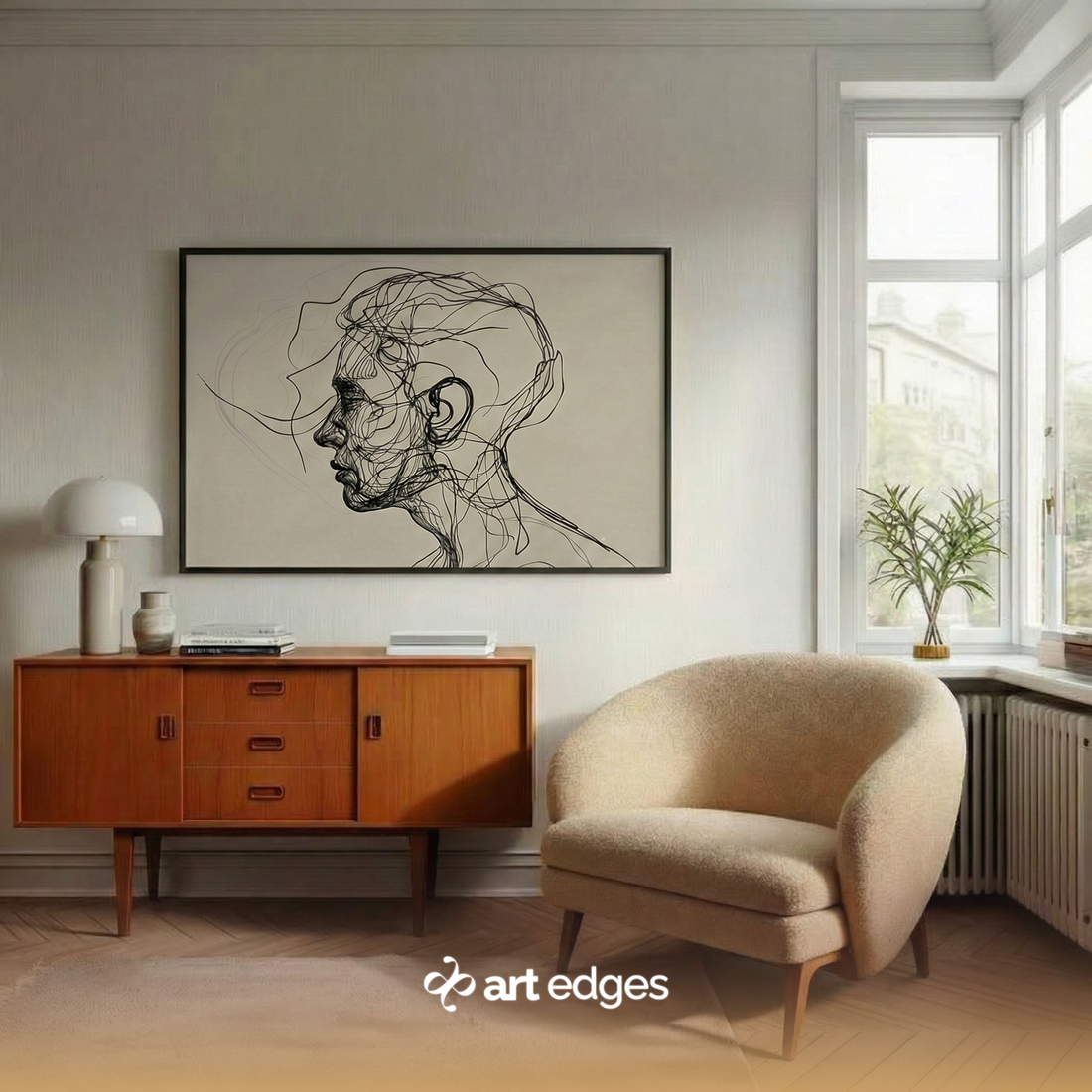 Abstract Continuous Line Drawing — Premium Framed Wall Art by Art Edges