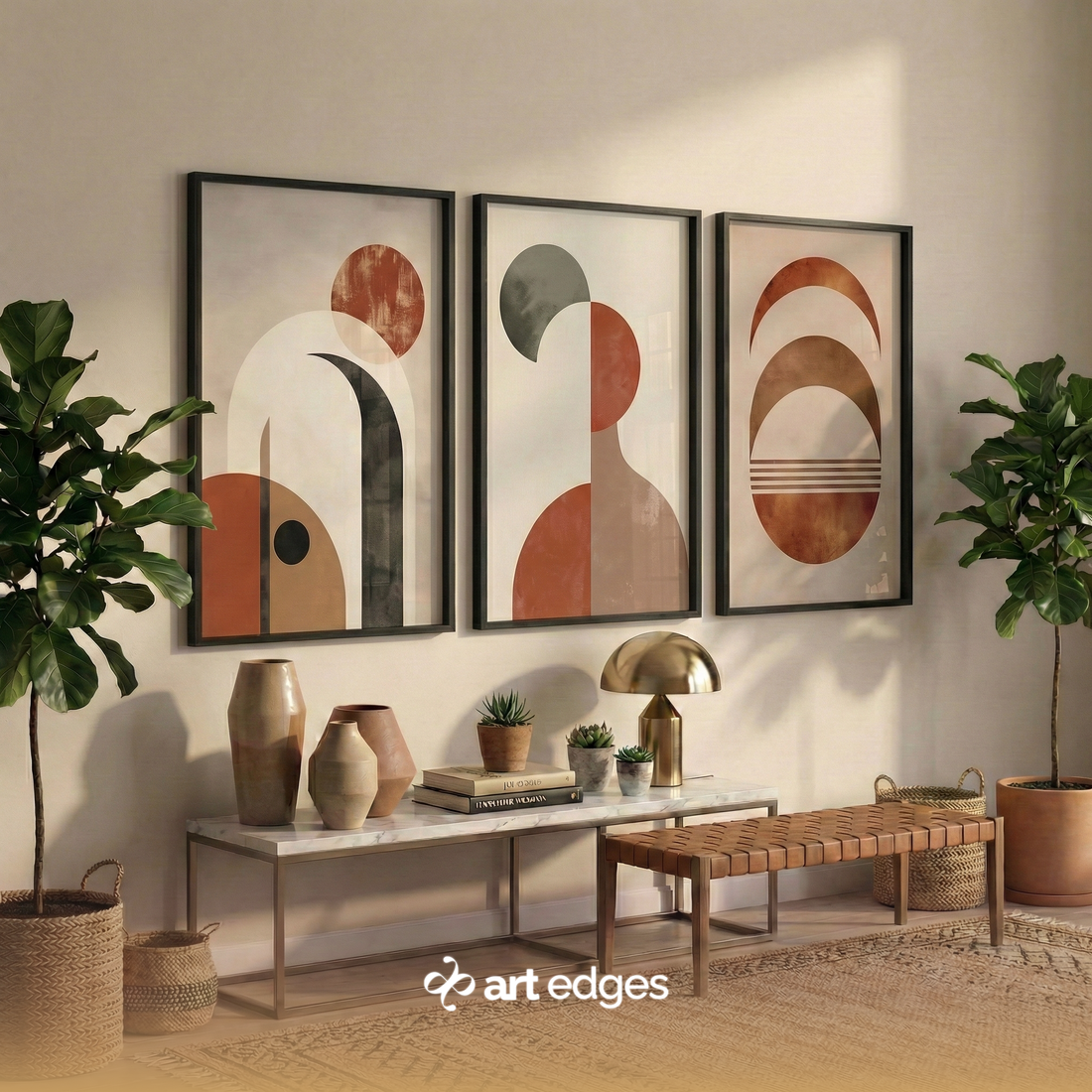 Geometric Earth Tones — Premium Framed Wall Art by Art Edges