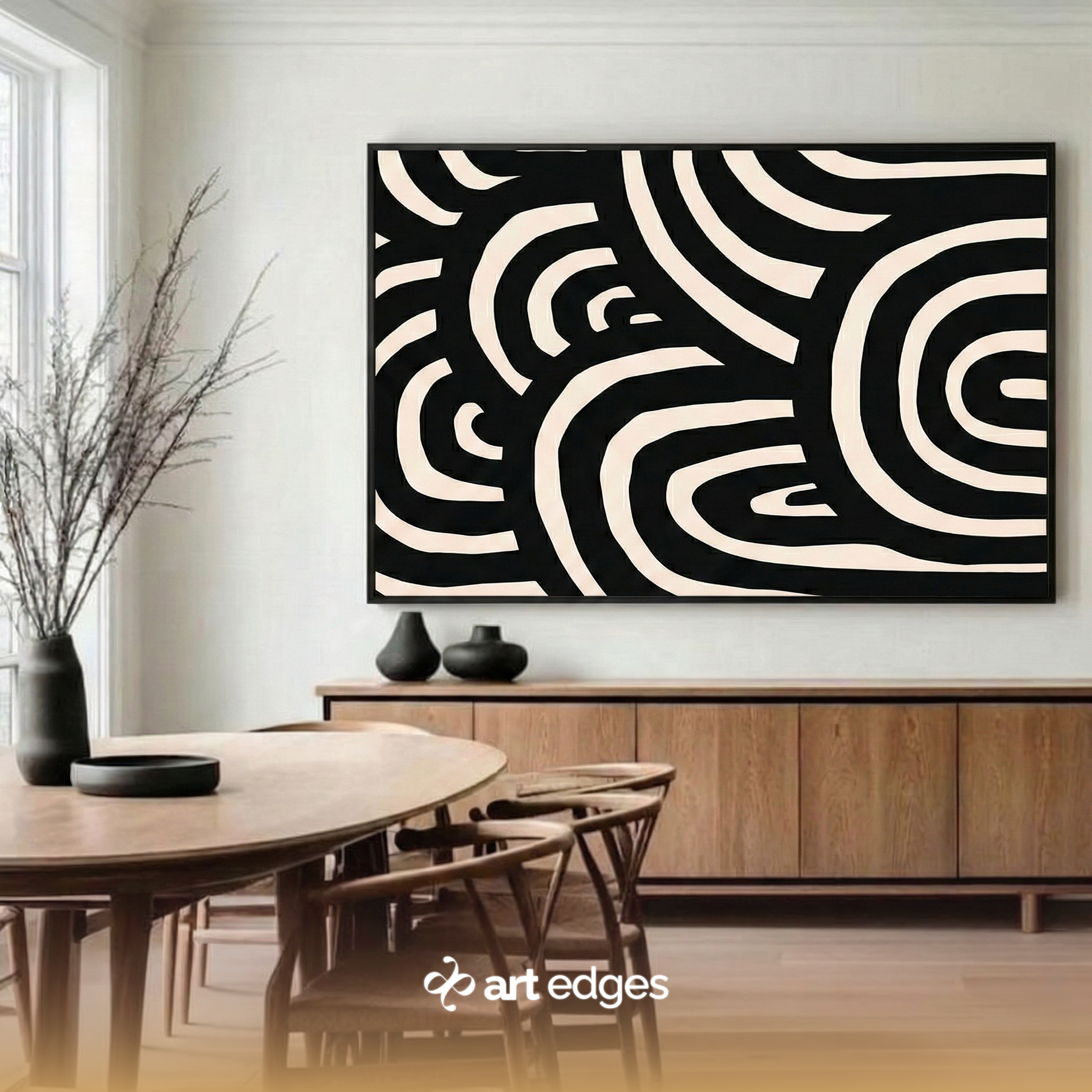 Modern Minimalist Abstract Curves — Premium Framed Wall Art by Art Edges