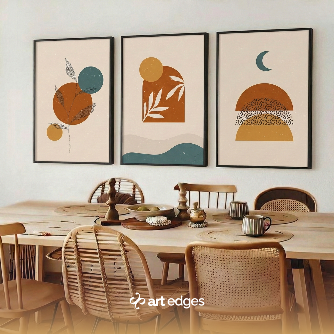 Celestial Moon, Sun & Earthy Mountain Landscapes — Premium Framed Wall Art by Art Edges