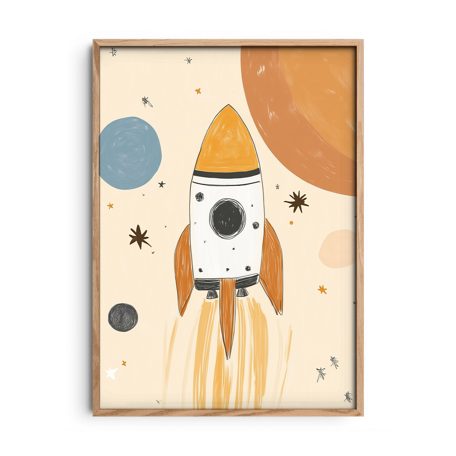 Little Astronaut Rocket — Premium Framed Wall Art by Art Edges