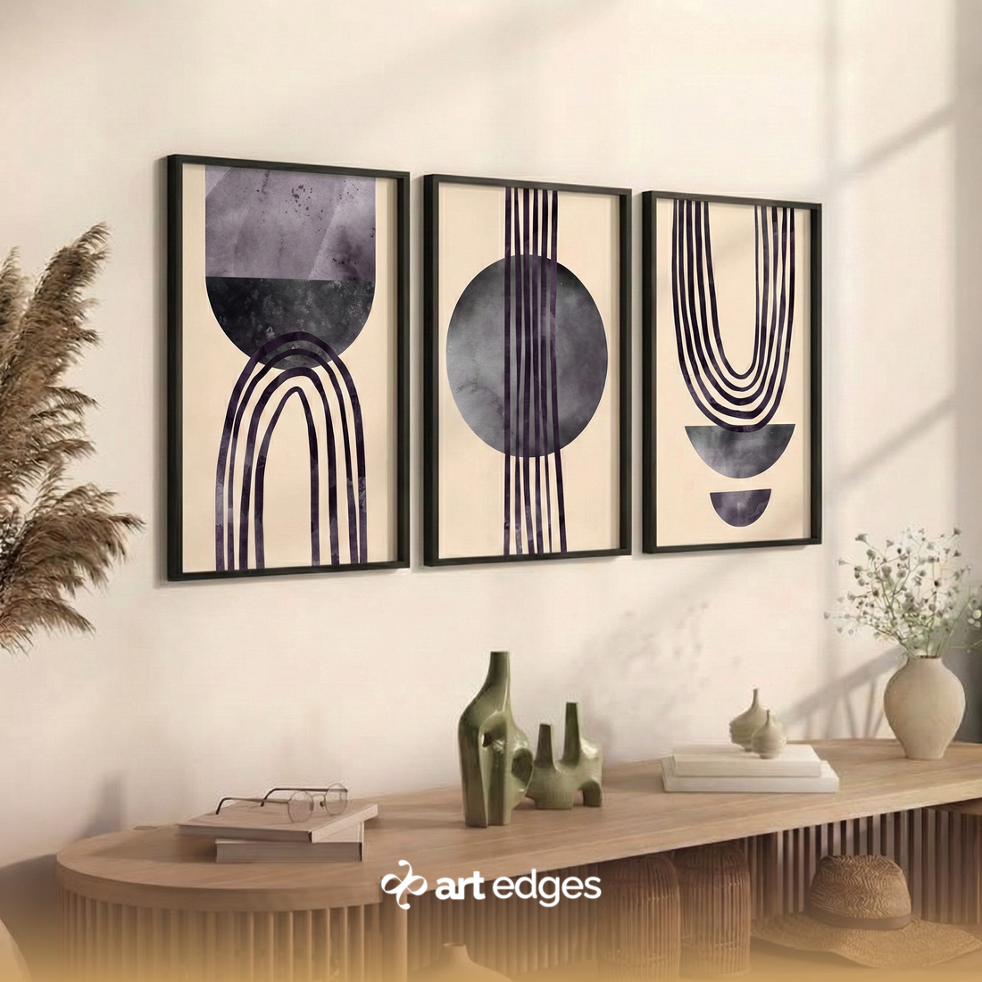 Moody Purple & Charcoal Minimalist Art — Premium Framed Wall Art by Art Edges