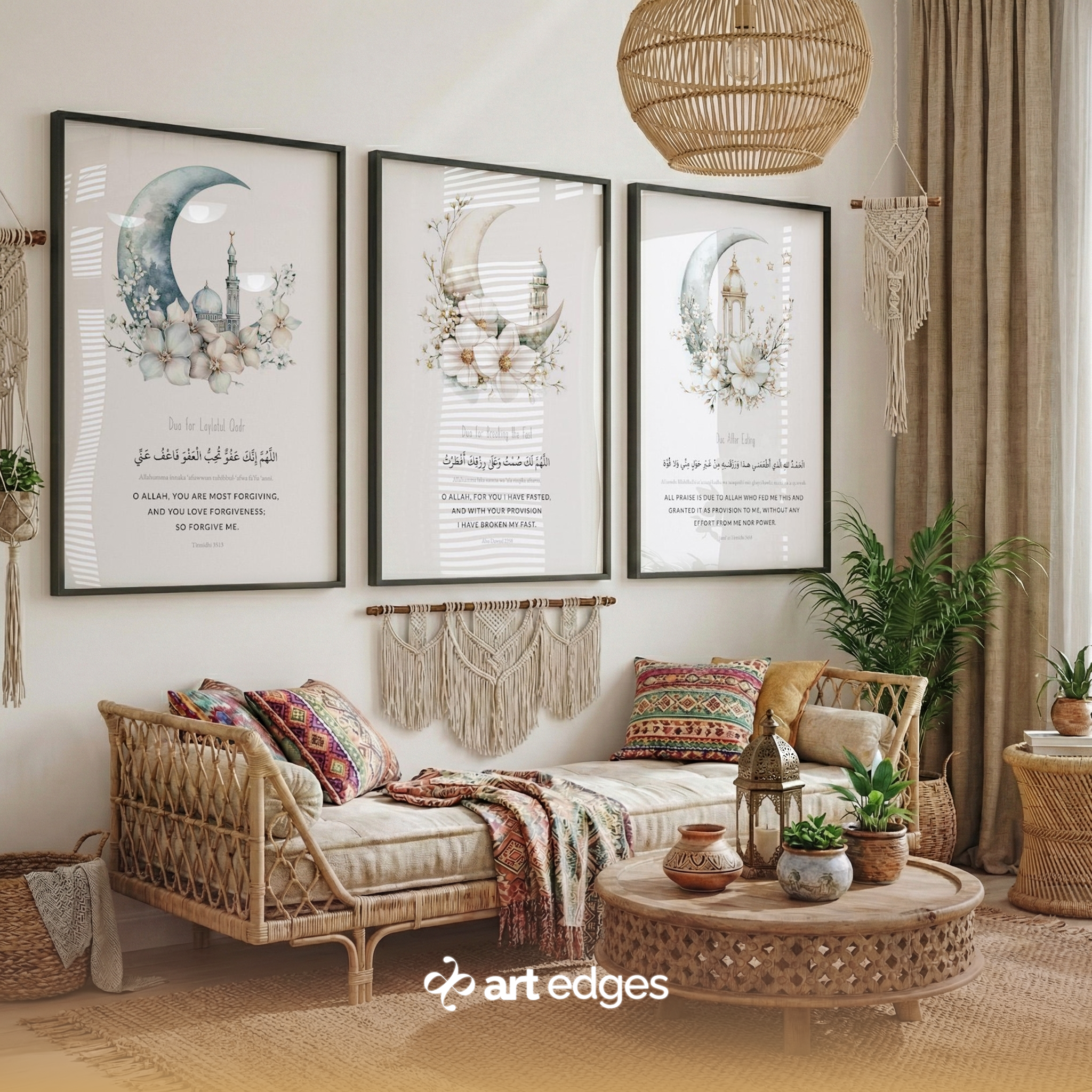Ramadan Duas & Floral Moons — Premium Framed Wall Art by Art Edges