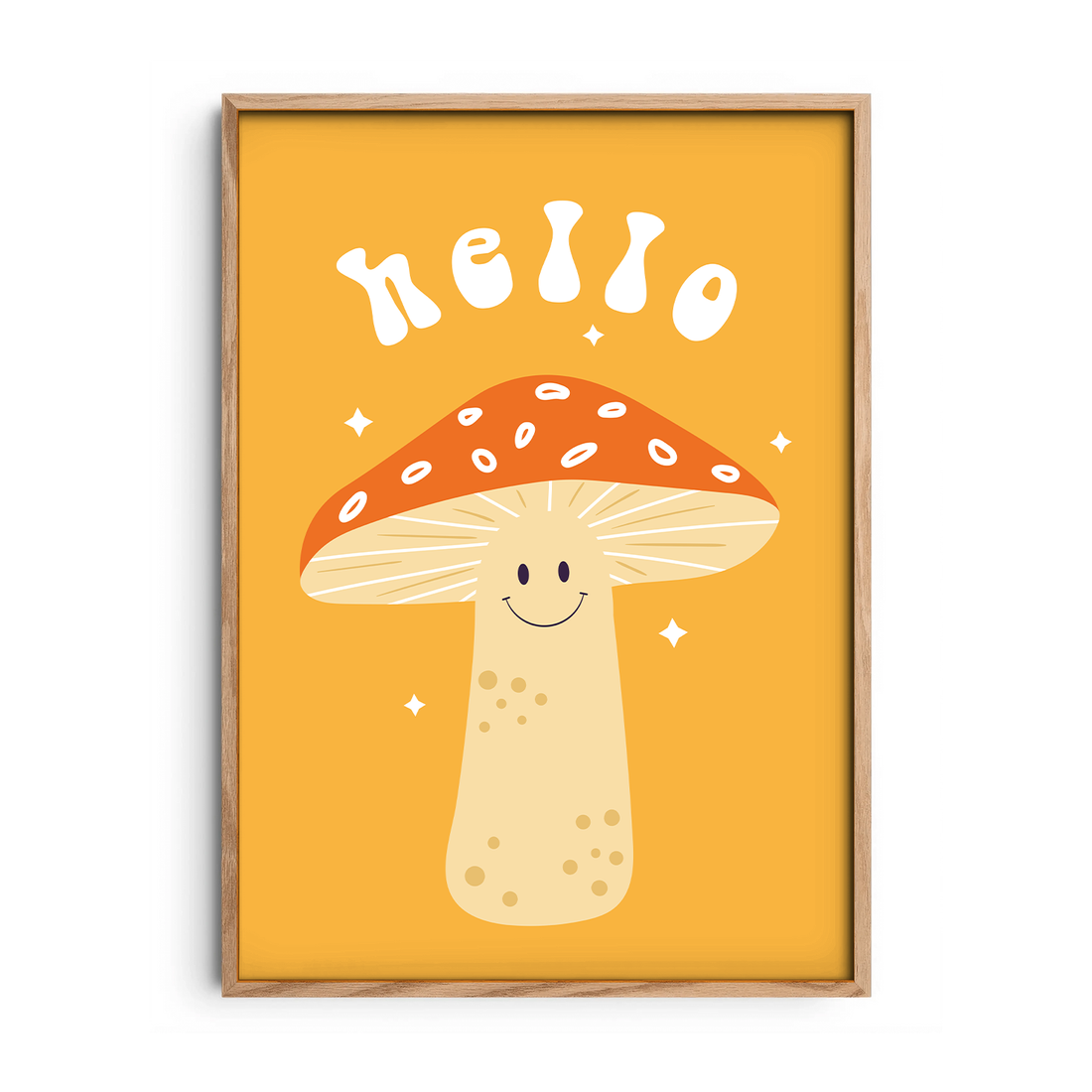 Cute Smiley Mushroom — Premium Framed Wall Art by Art Edges