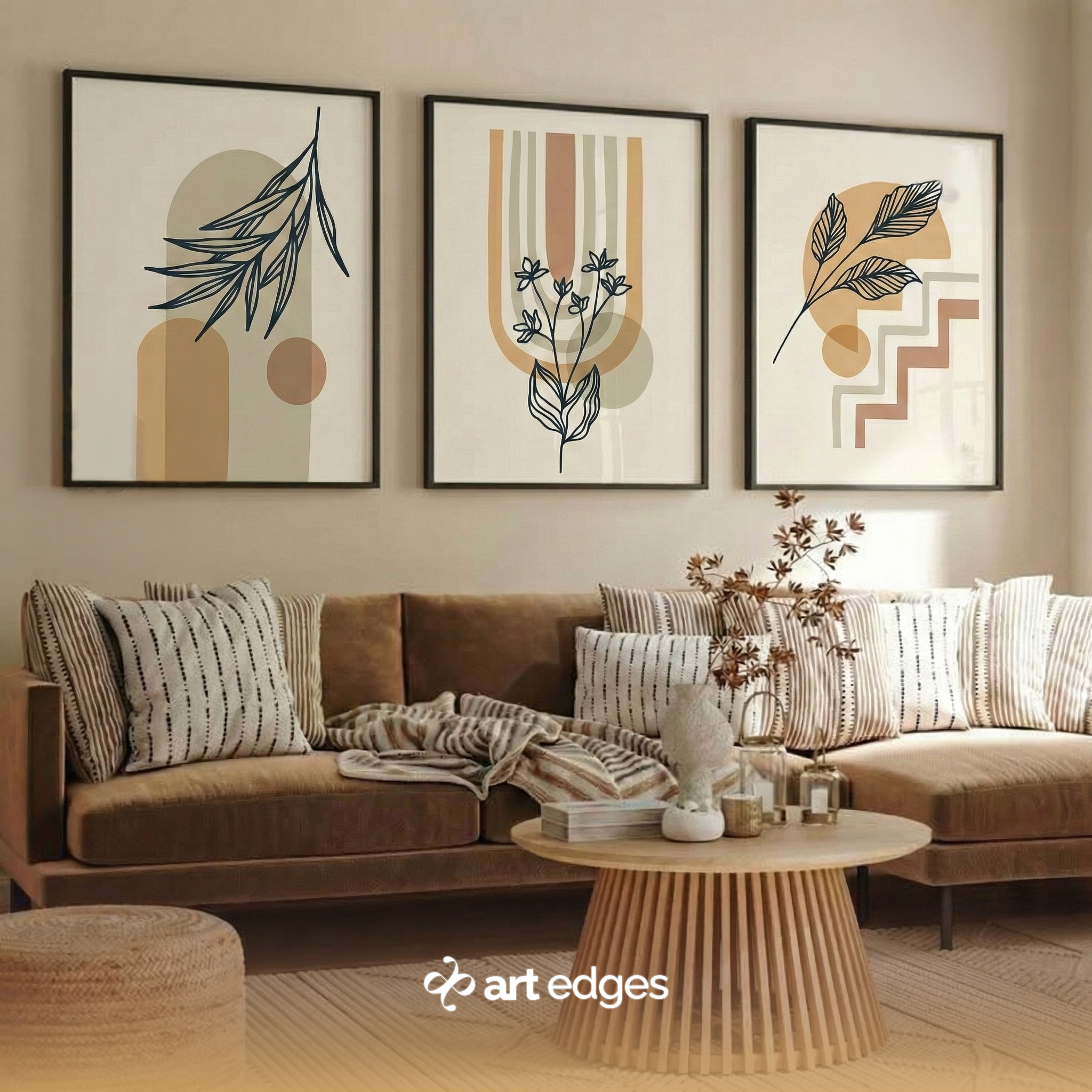Earthy Neutrals & Soft Geometry — Premium Framed Wall Art by Art Edges