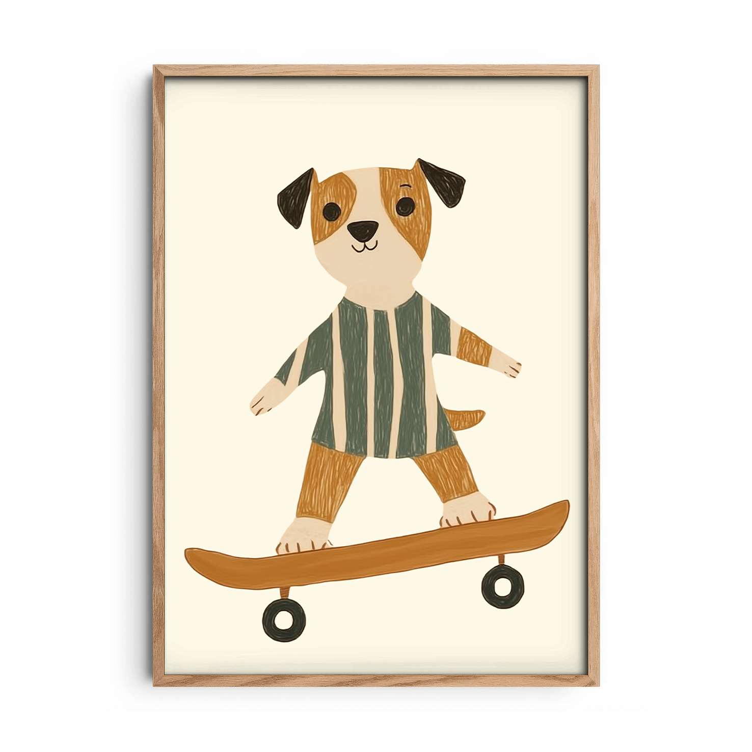 Cute Skating Dog — Premium Framed Wall Art by Art Edges