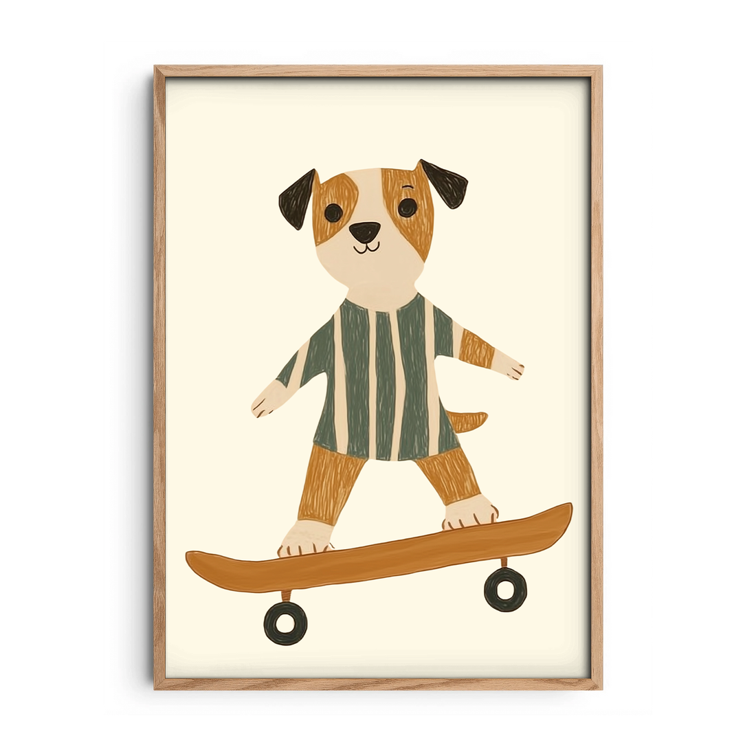 Cute Skating Dog — Premium Framed Wall Art by Art Edges