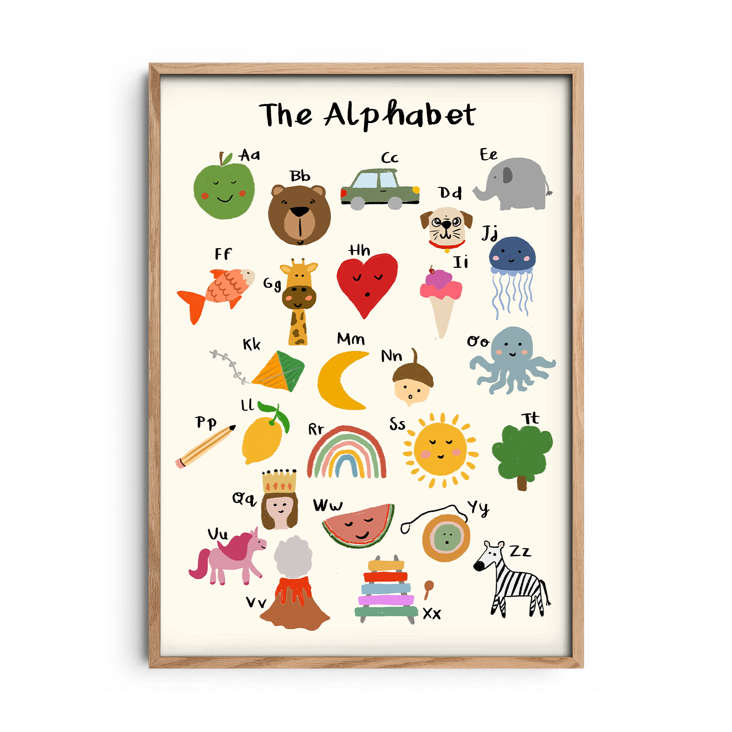 Illustrated Animal Alphabet — Premium Framed Wall Art by Art Edges