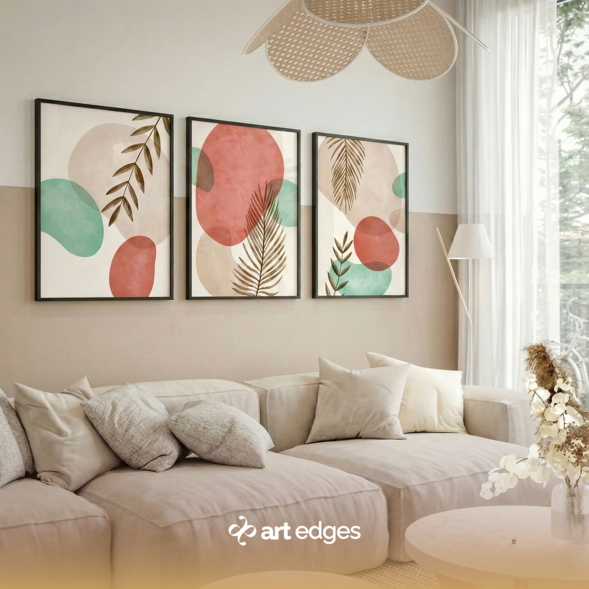 Tropical Leaves & Abstract Shapes — Premium Framed Wall Art by Art Edges