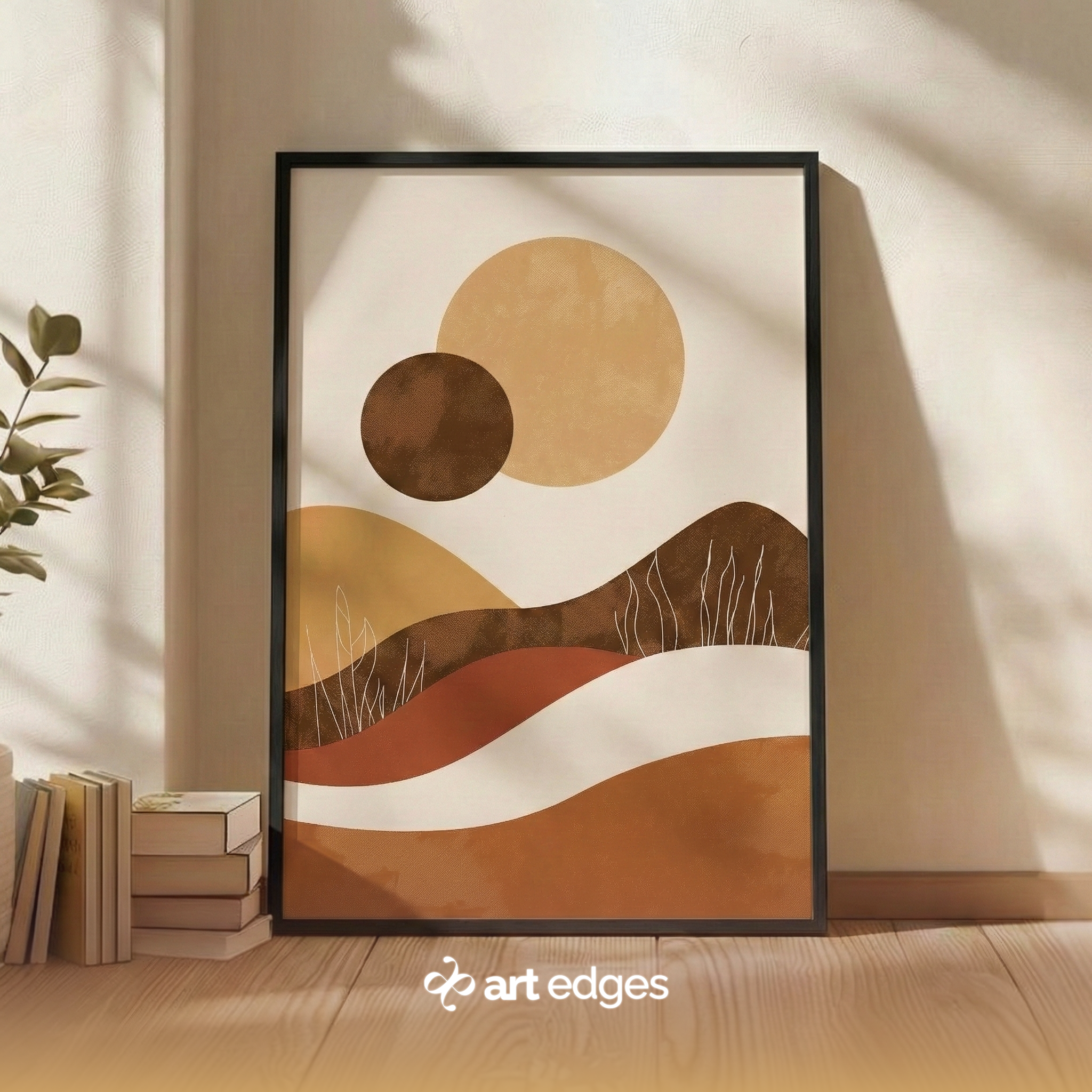 Warm Ochre & Terracotta Abstract Print — Premium Framed Wall Art by Art Edges