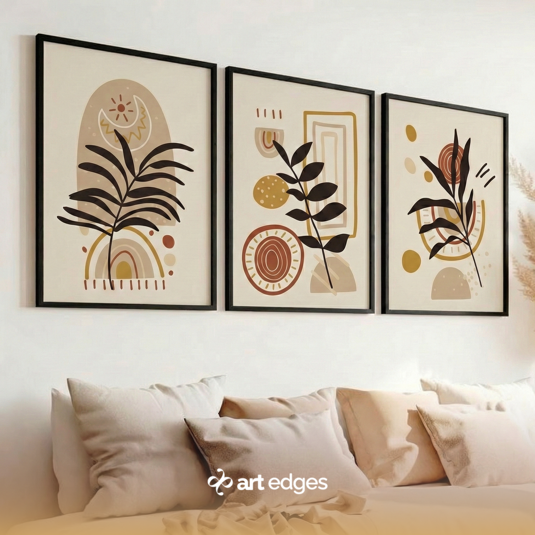 Celestial Sun & Botanical Earthy — Premium Framed Wall Art by Art Edges