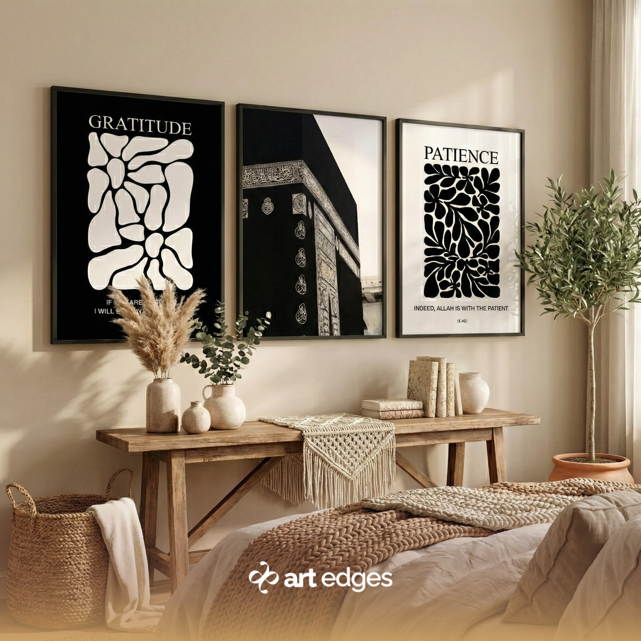 Gratitude, Patience & Kaaba — Premium Framed Wall Art by Art Edges