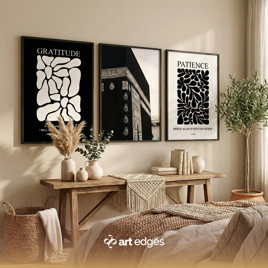 Gratitude, Patience & Kaaba — Premium Framed Wall Art by Art Edges