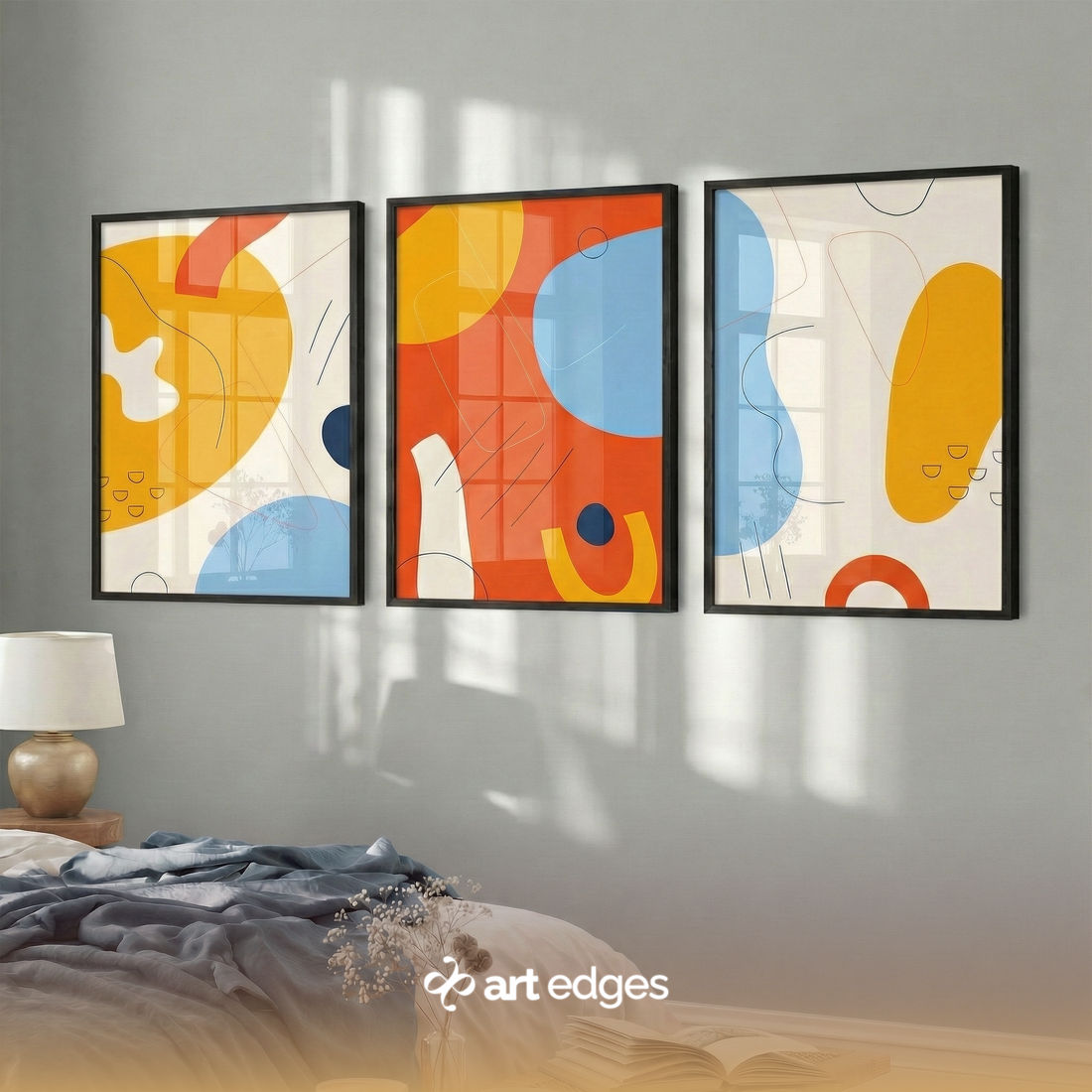 Modern Primary Colors & Fluid Forms — Premium Framed Wall Art by Art Edges