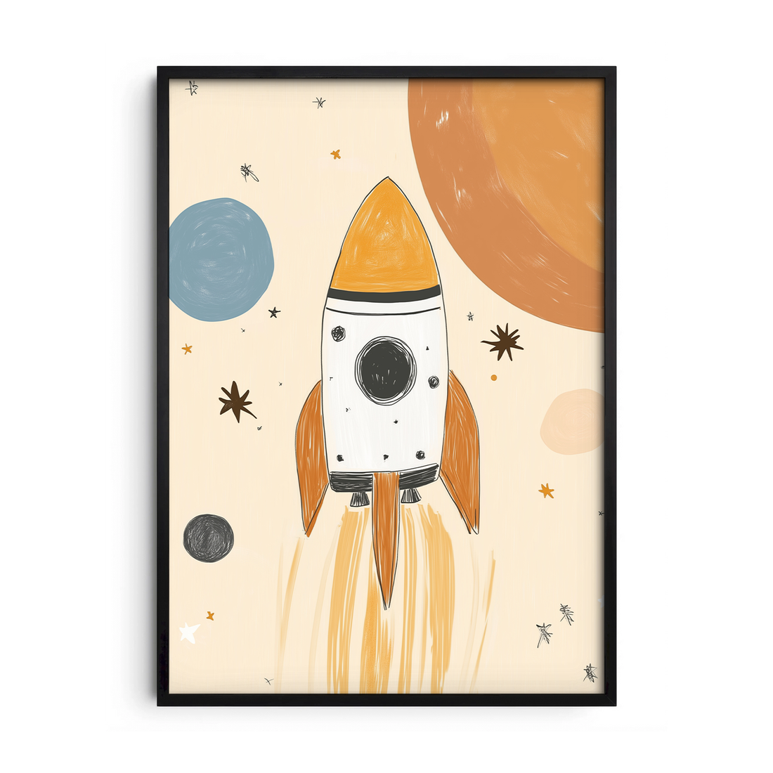 Little Astronaut Rocket — Premium Framed Wall Art by Art Edges