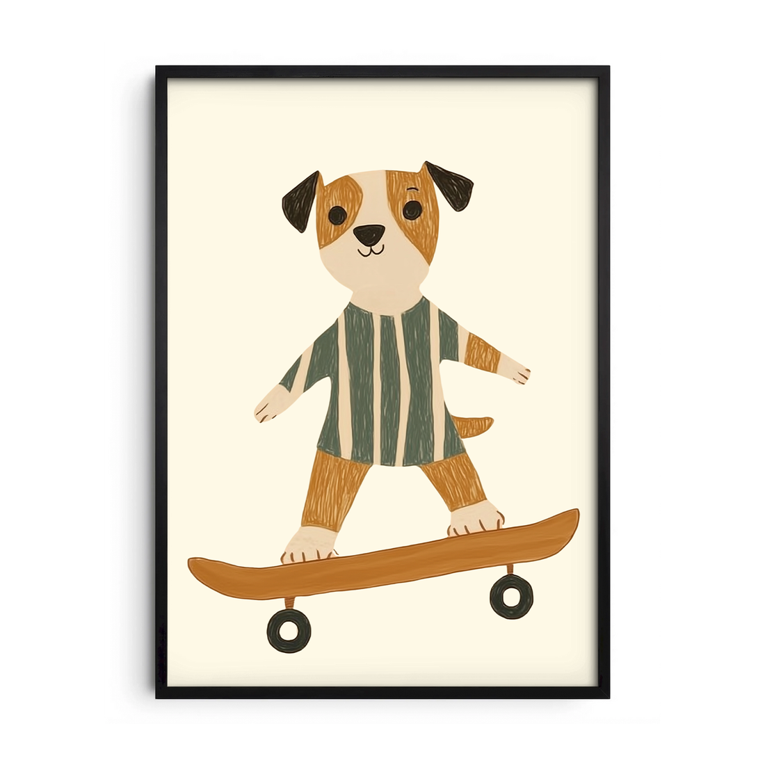 Cute Skating Dog — Premium Framed Wall Art by Art Edges
