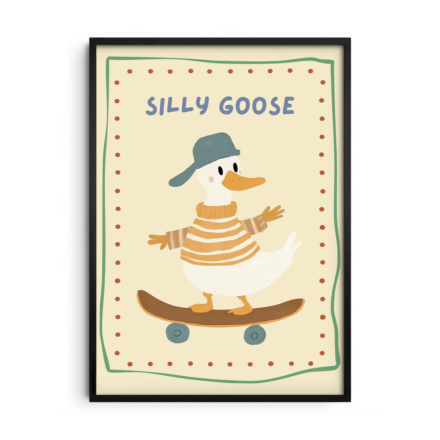 Silly Goose Skateboarder — Premium Framed Wall Art by Art Edges