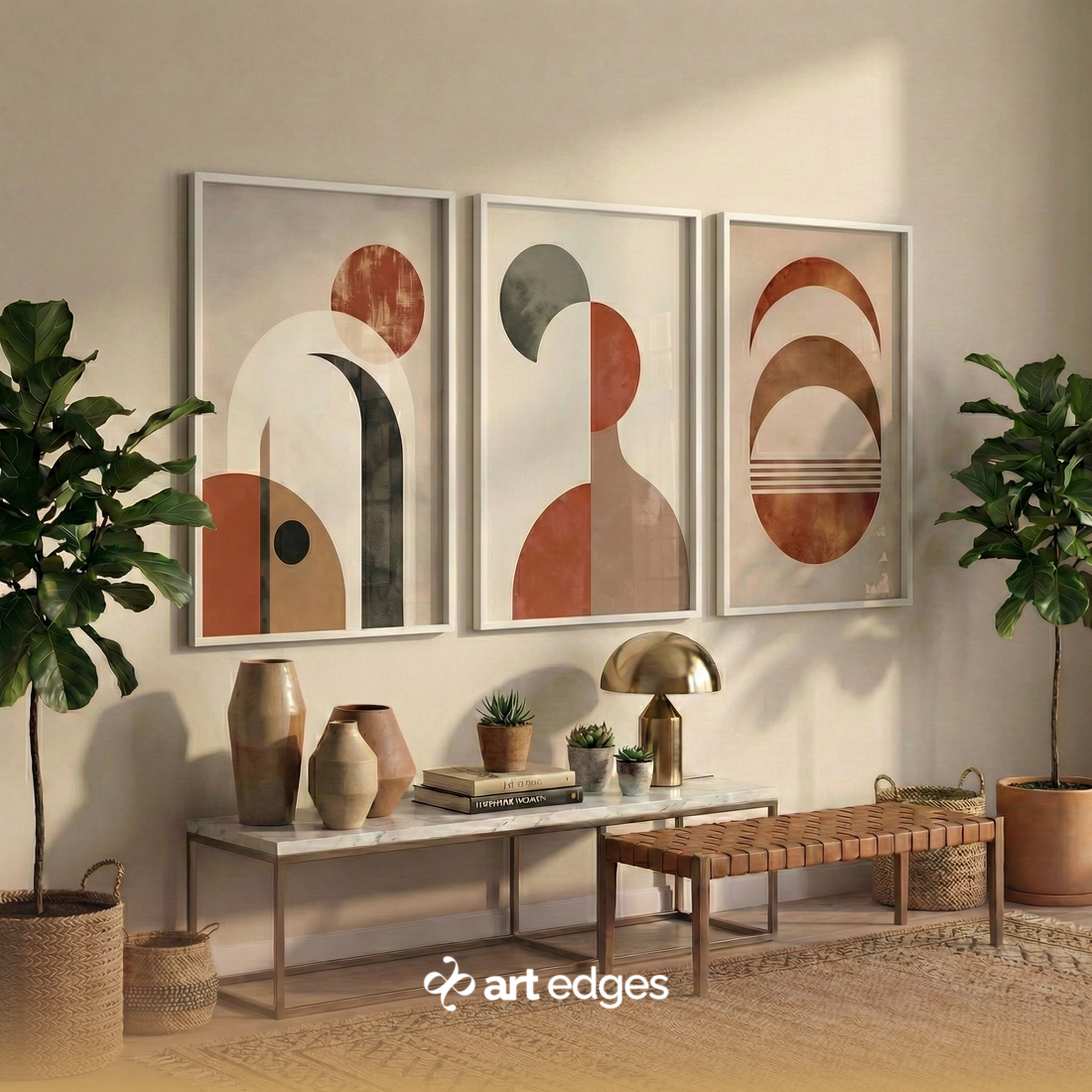 Geometric Earth Tones — Premium Framed Wall Art by Art Edges