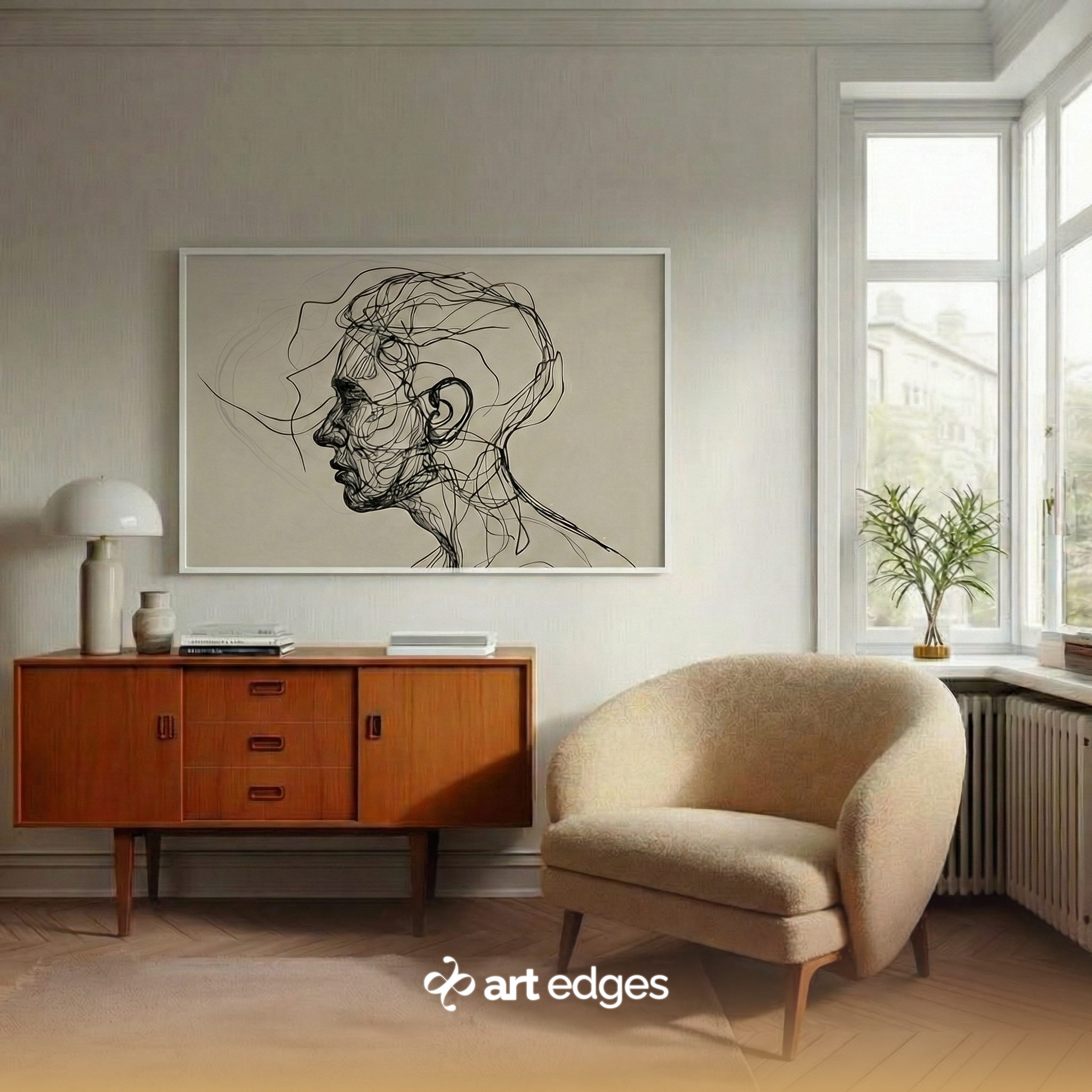 Abstract Continuous Line Drawing — Premium Framed Wall Art by Art Edges
