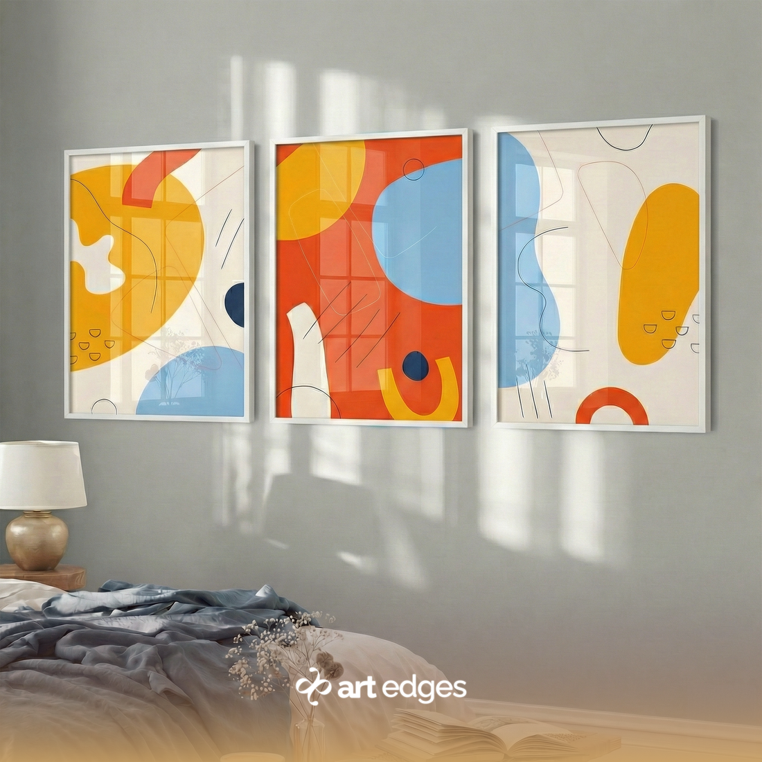 Modern Primary Colors & Fluid Forms — Premium Framed Wall Art by Art Edges