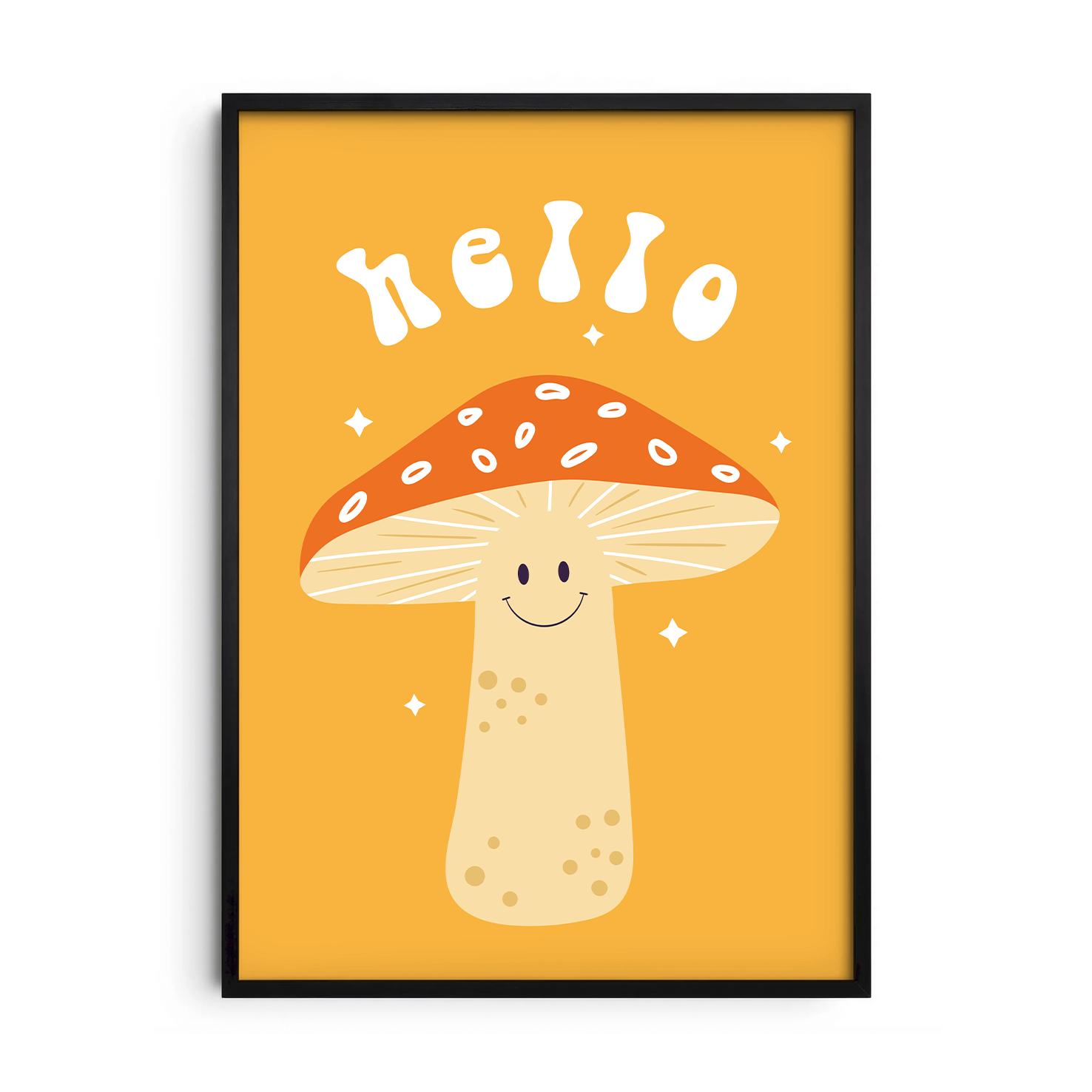 Cute Smiley Mushroom — Premium Framed Wall Art by Art Edges