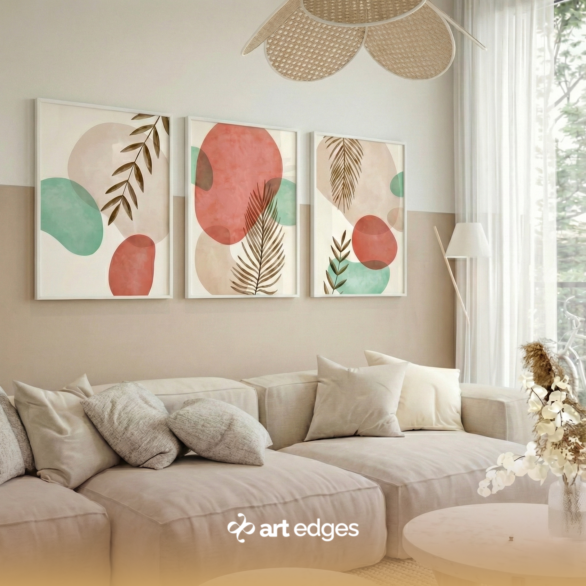 Tropical Leaves & Abstract Shapes — Premium Framed Wall Art by Art Edges