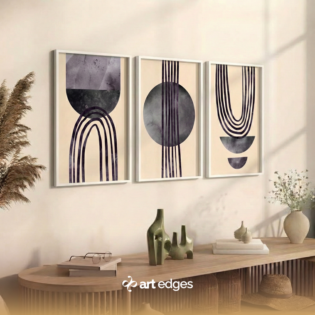Moody Purple & Charcoal Minimalist Art — Premium Framed Wall Art by Art Edges