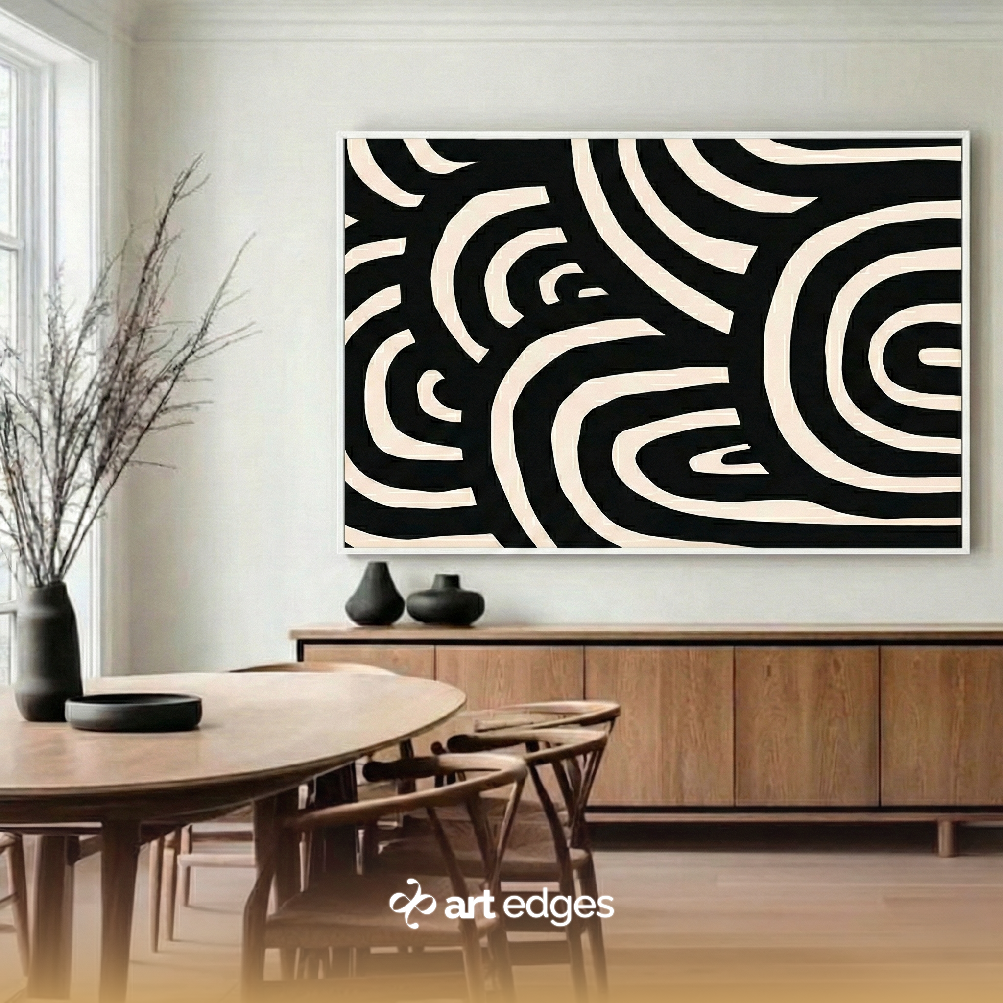 Modern Minimalist Abstract Curves — Premium Framed Wall Art by Art Edges
