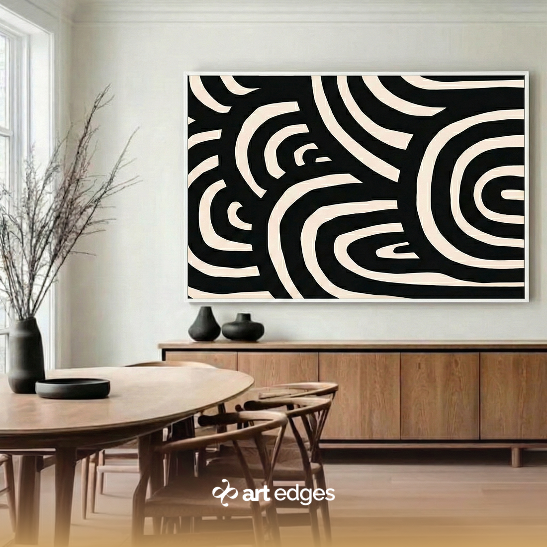 Modern Minimalist Abstract Curves — Premium Framed Wall Art by Art Edges