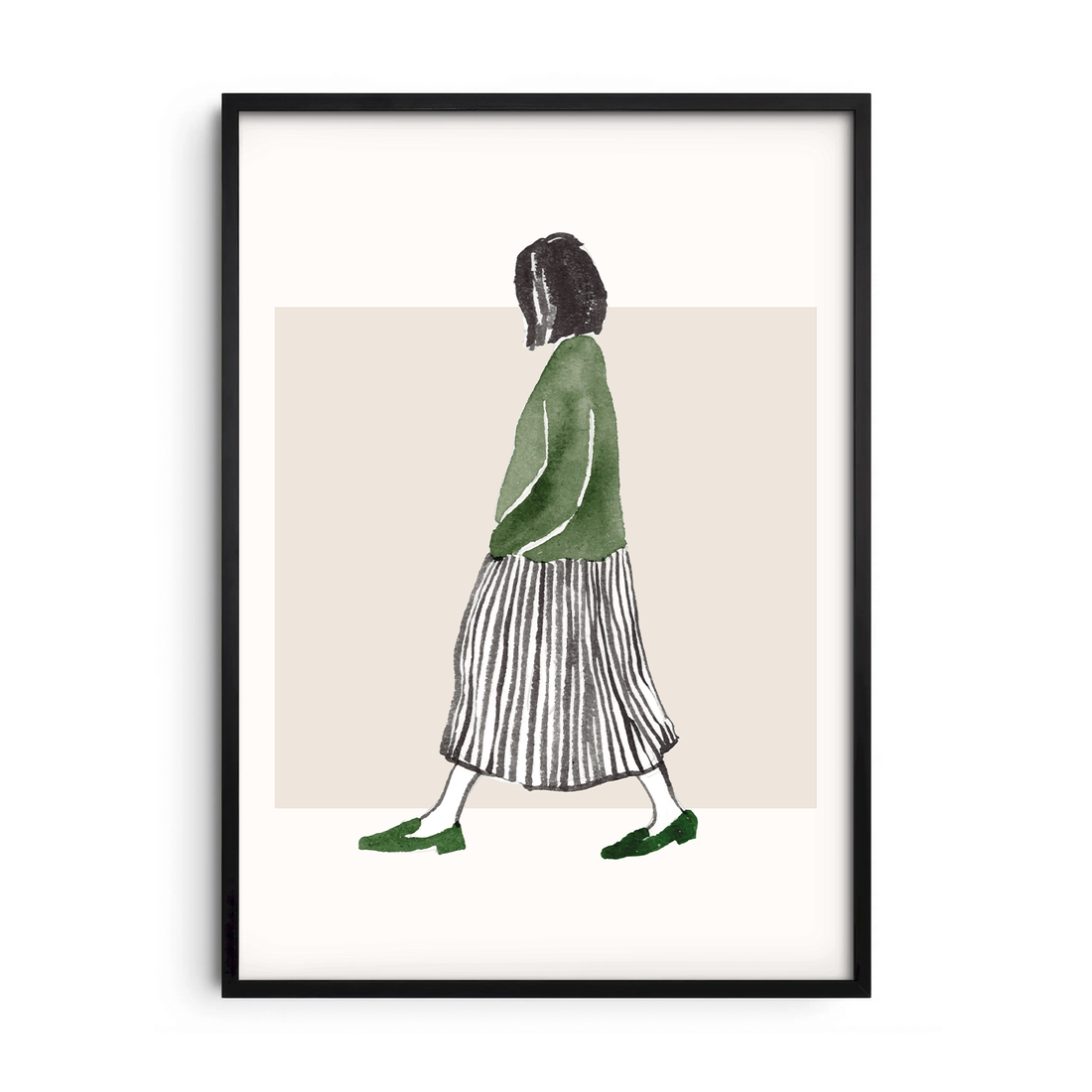 The Green Sweater Girl — Premium Framed Wall Art by Art Edges