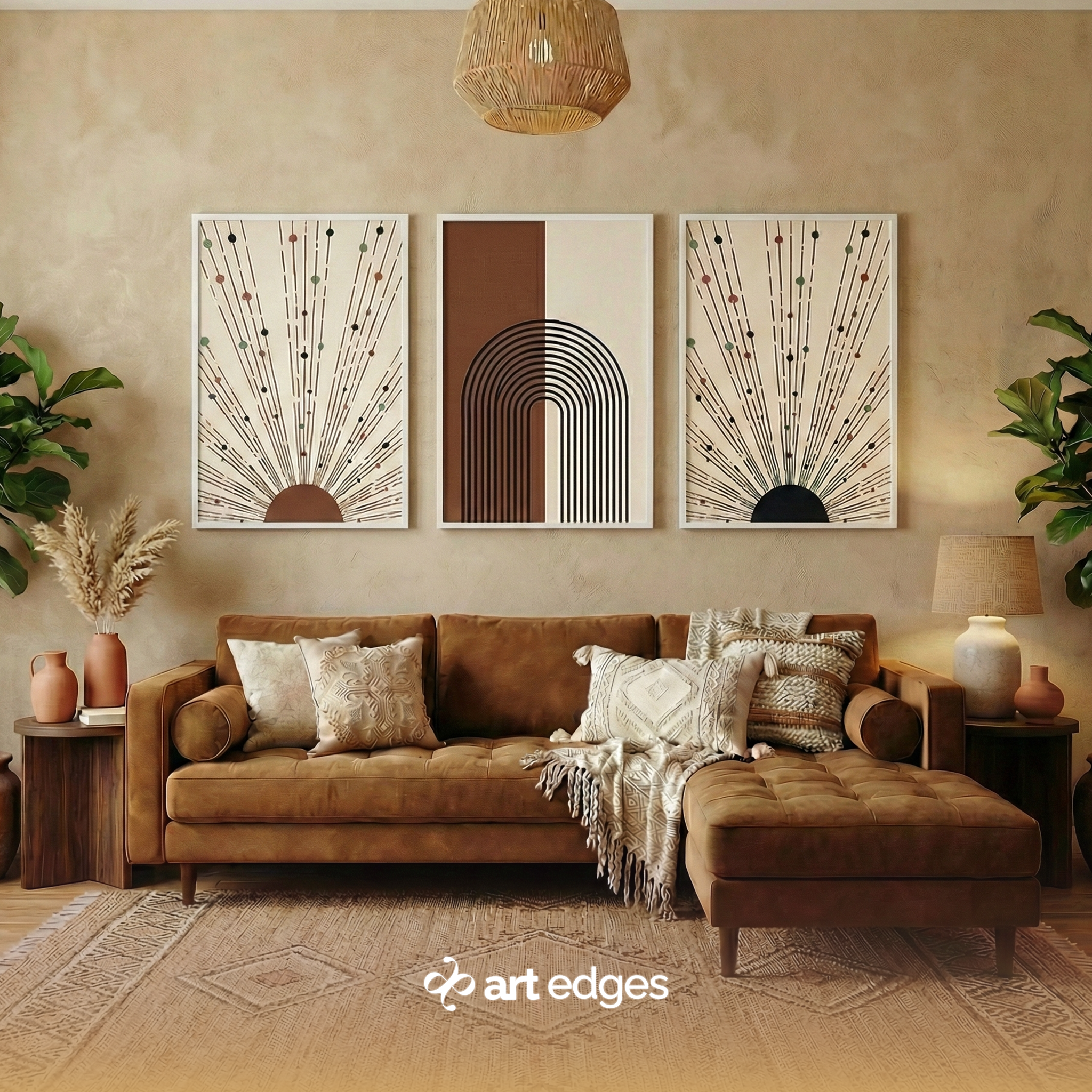 Geometric Arch & Radiating Sunbursts — Premium Framed Wall Art by Art Edges
