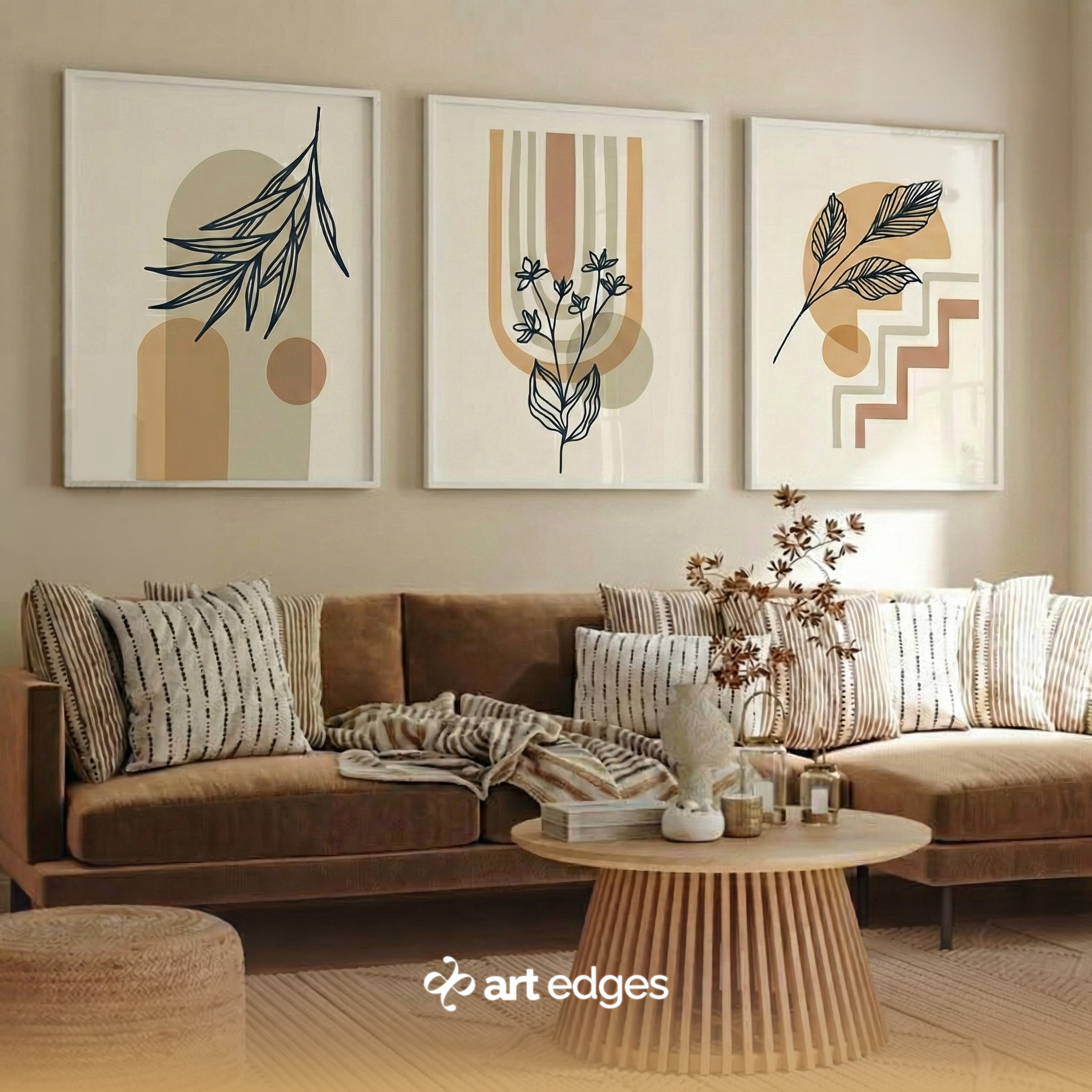 Earthy Neutrals & Soft Geometry — Premium Framed Wall Art by Art Edges