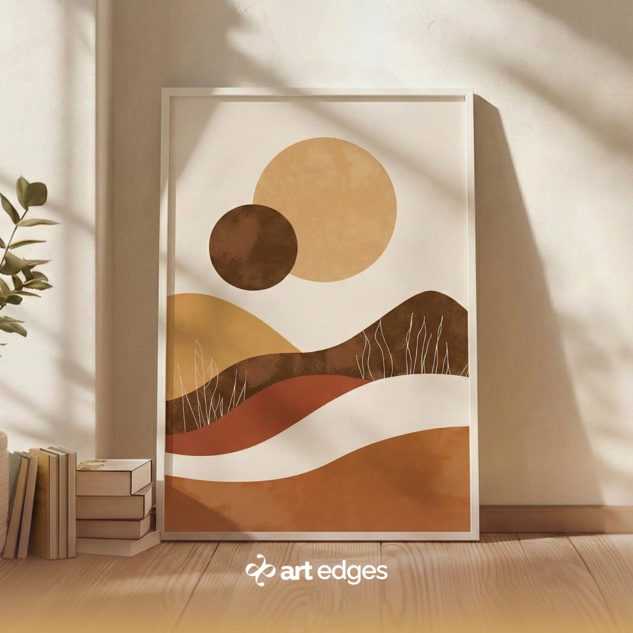 Warm Ochre & Terracotta Abstract Print — Premium Framed Wall Art by Art Edges