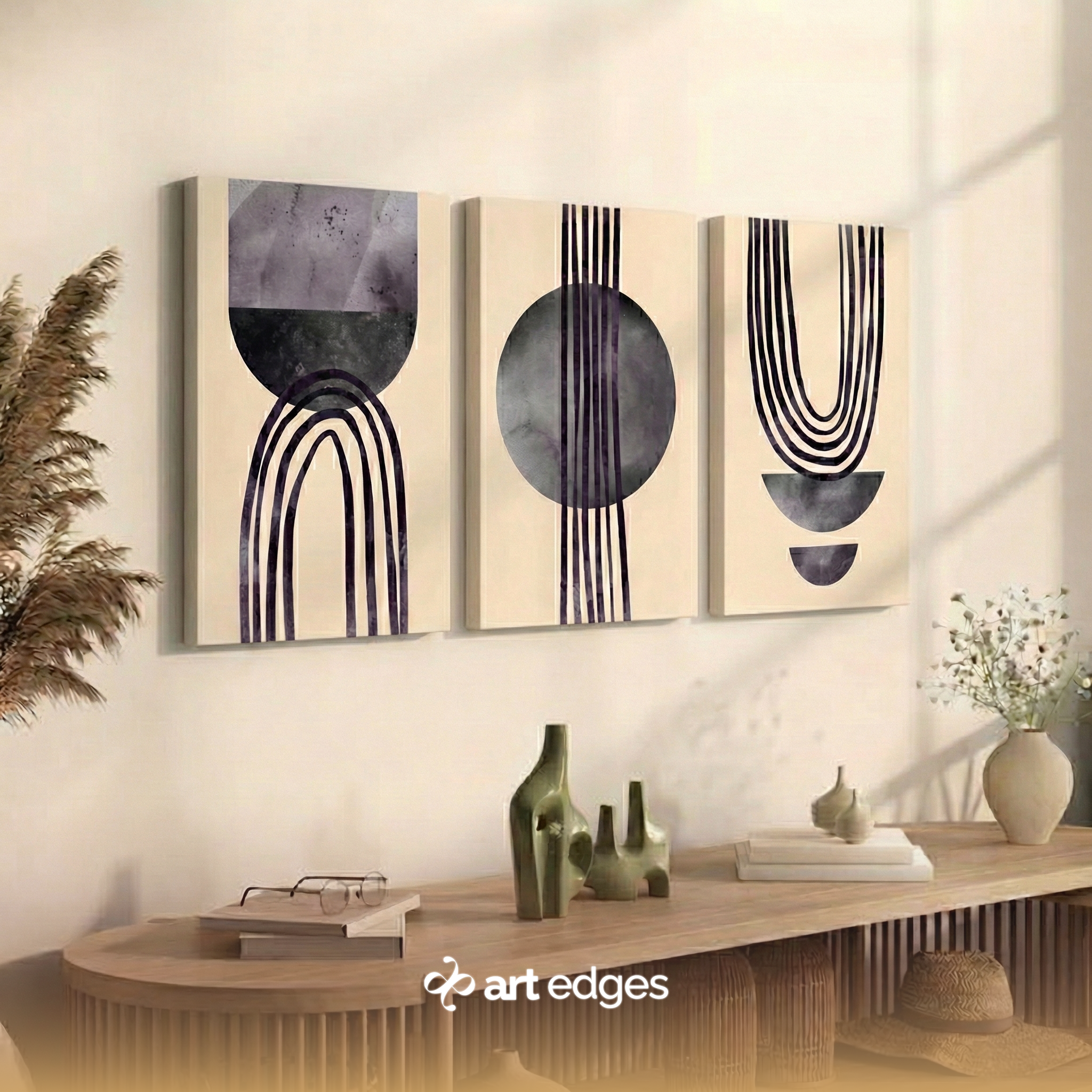 Moody Purple & Charcoal Minimalist Art — Premium Framed Wall Art by Art Edges