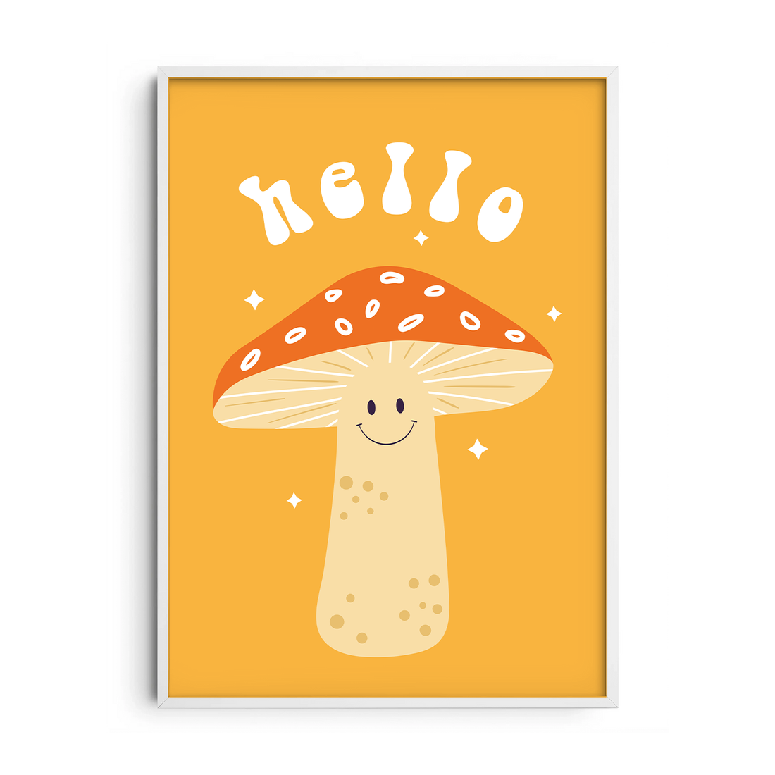 Cute Smiley Mushroom — Premium Framed Wall Art by Art Edges